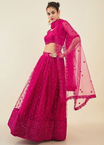 Gorgeous Pink Sequins Net Party Wear Lehenga Choli With Dupatta