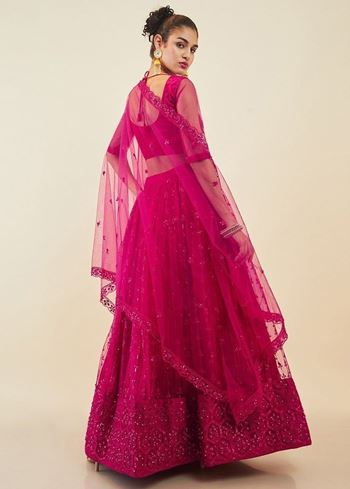 Gorgeous Pink Sequins Net Party Wear Lehenga Choli With Dupatta
