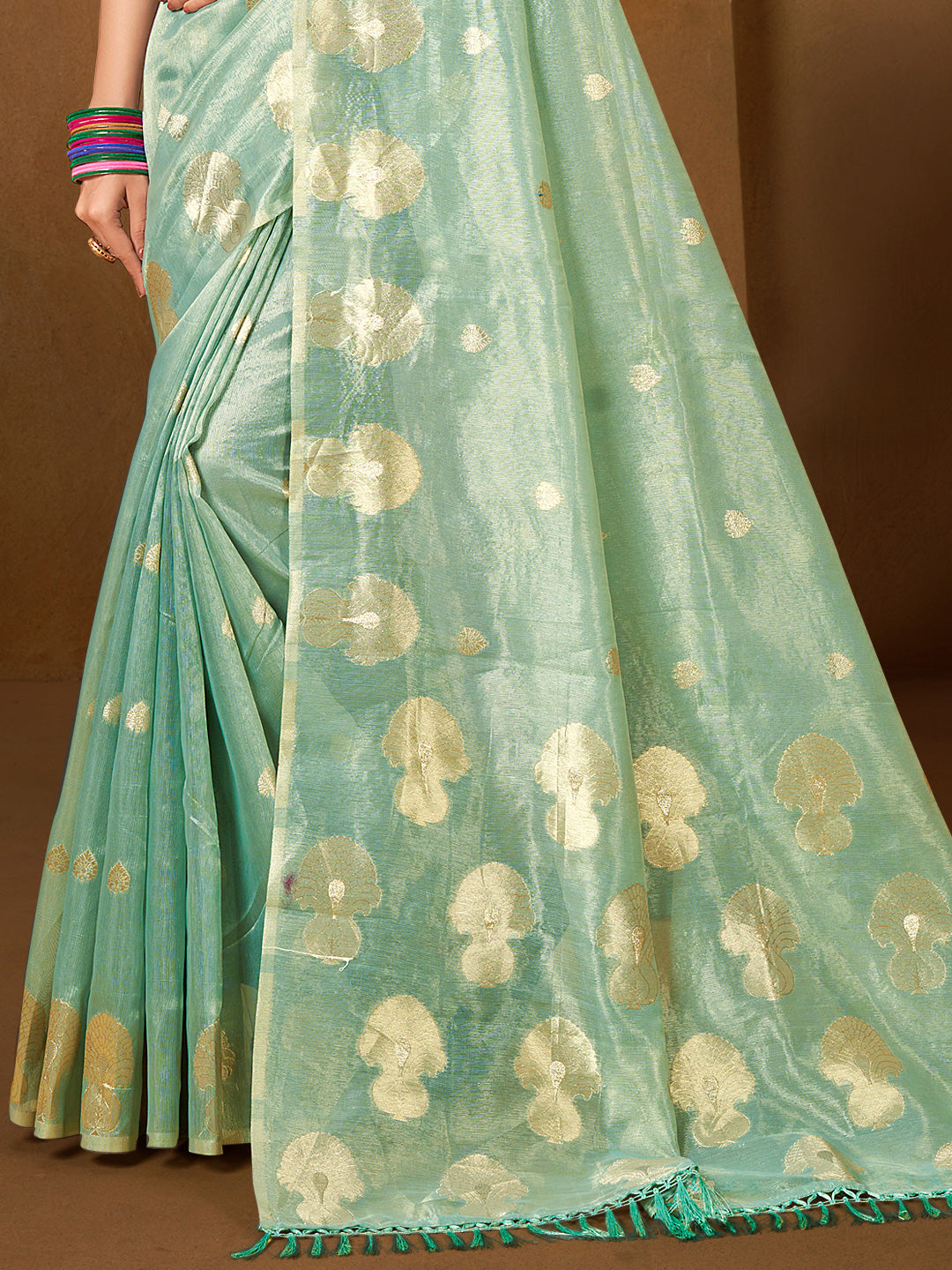 Gorgeous Sea Green Munga kota Festival Saree for Women