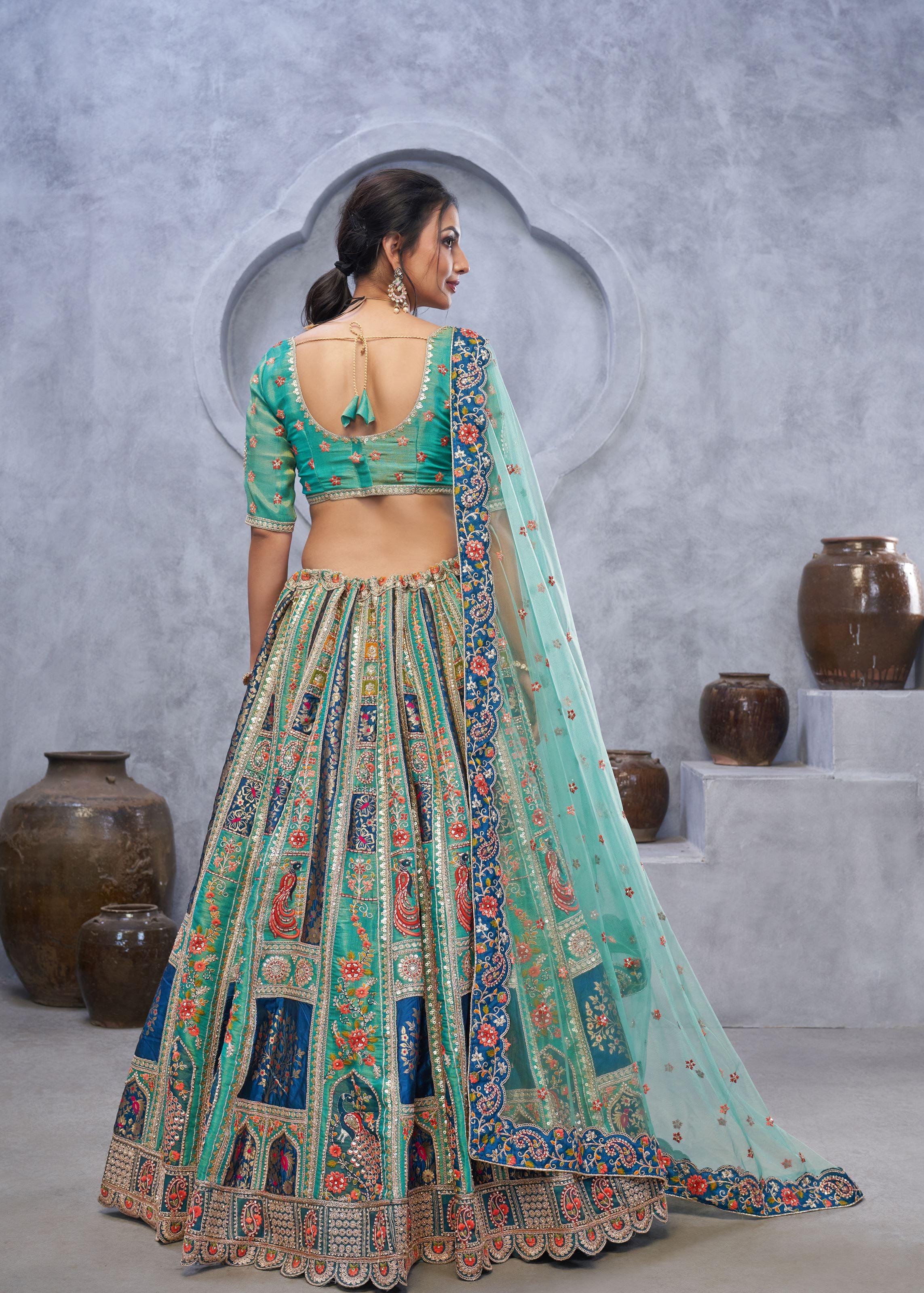 Graceful Green Lehenga Choli Embedded By Thread And Sequin Work