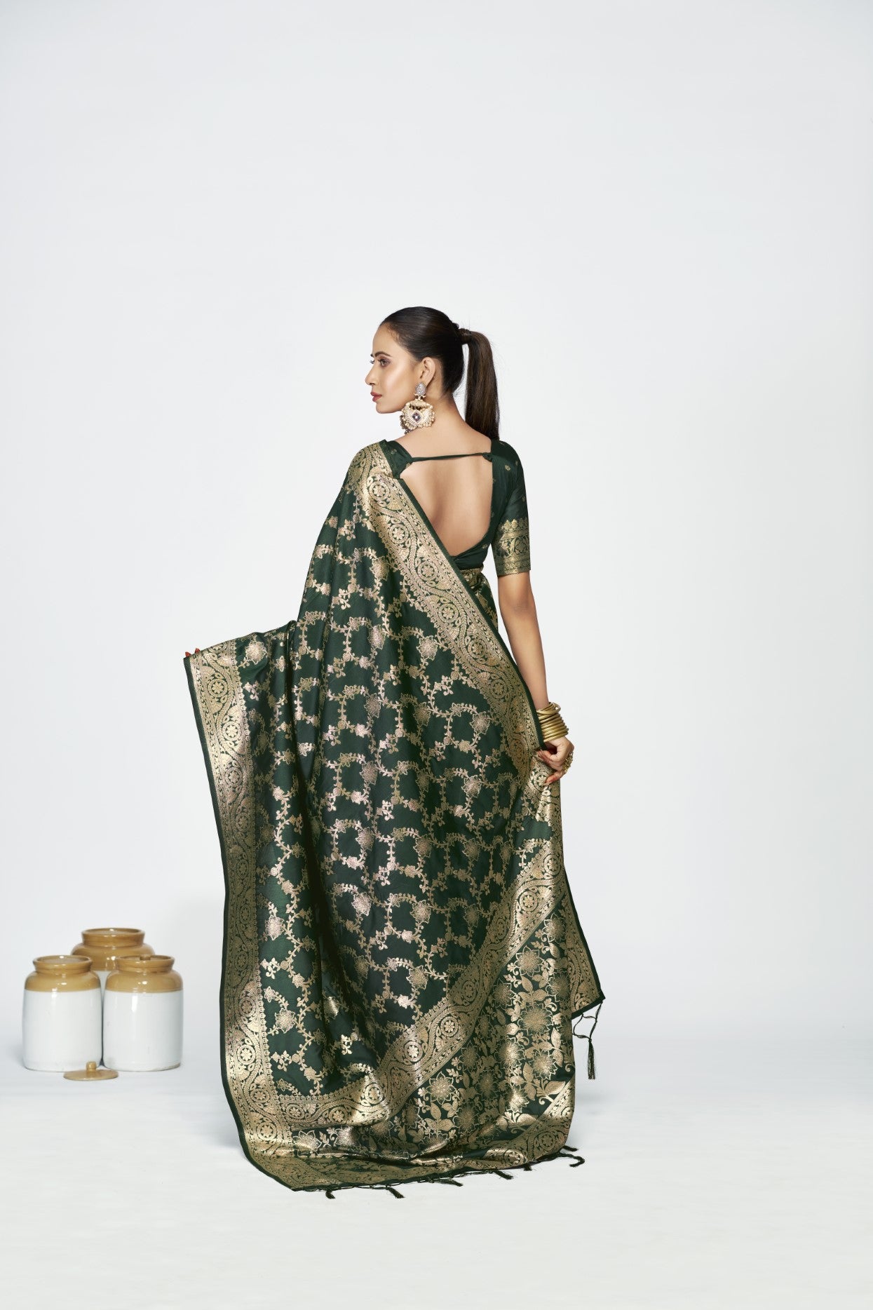 Green Banarasi Silk Saree with Traditional Classic Weaving