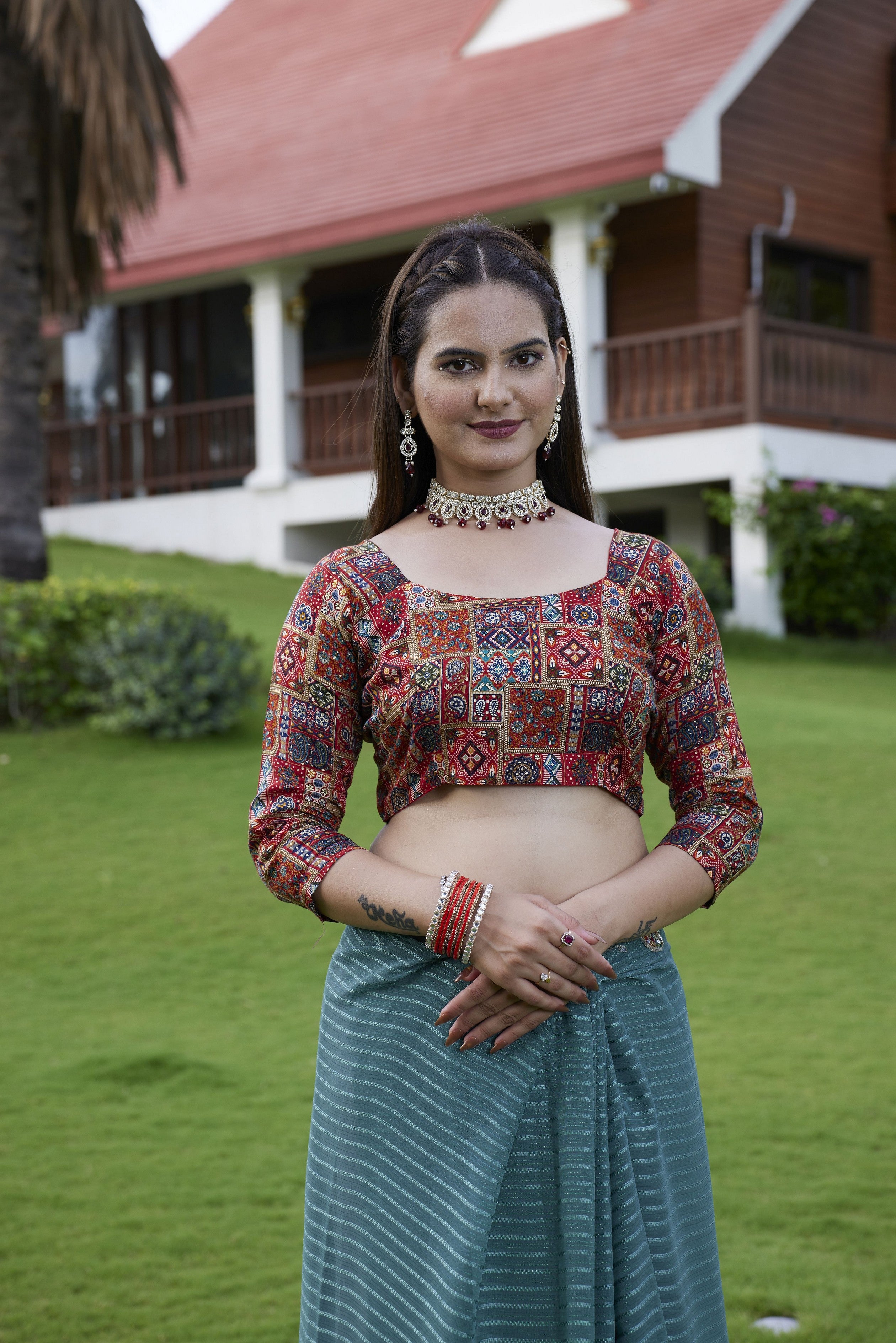 Green Beautiful Designer Girlie Trendy Saree