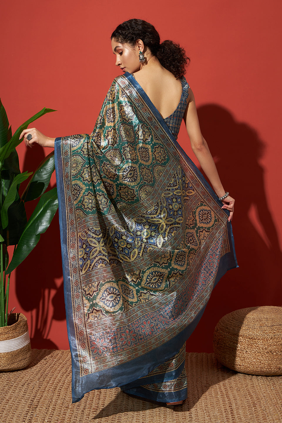 Green Beautiful Tissue Designer Printed Festive Wear Saree