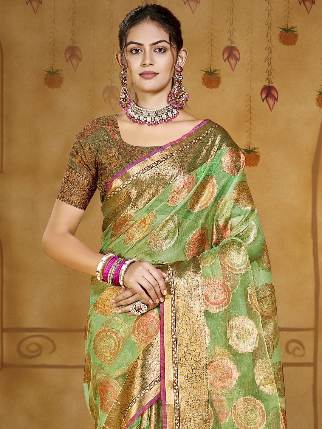 Green Color Organza Silk Saree