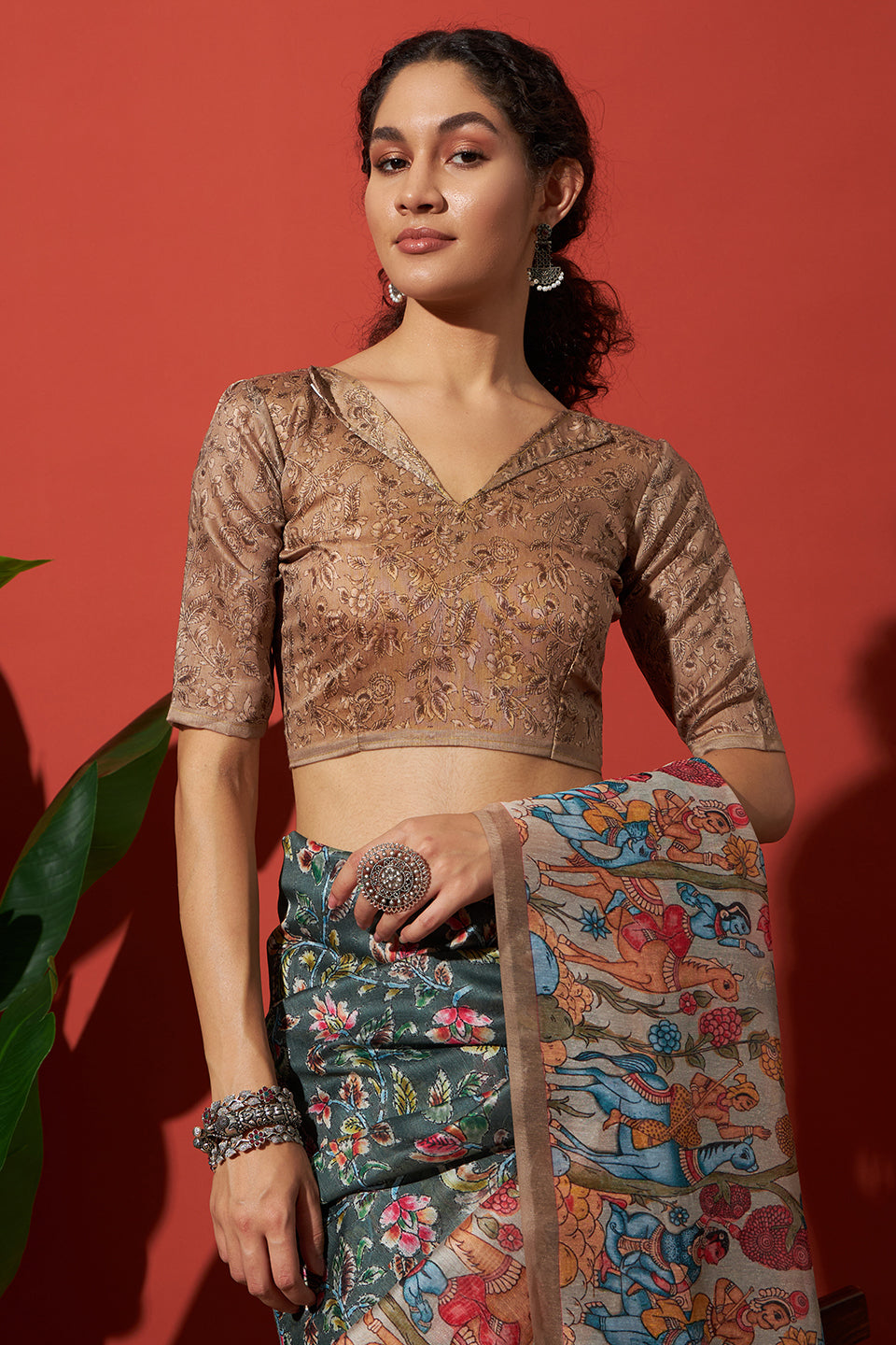 Green Cotton Silk Designer Digital Printed Ethnic Ceremonial Saree