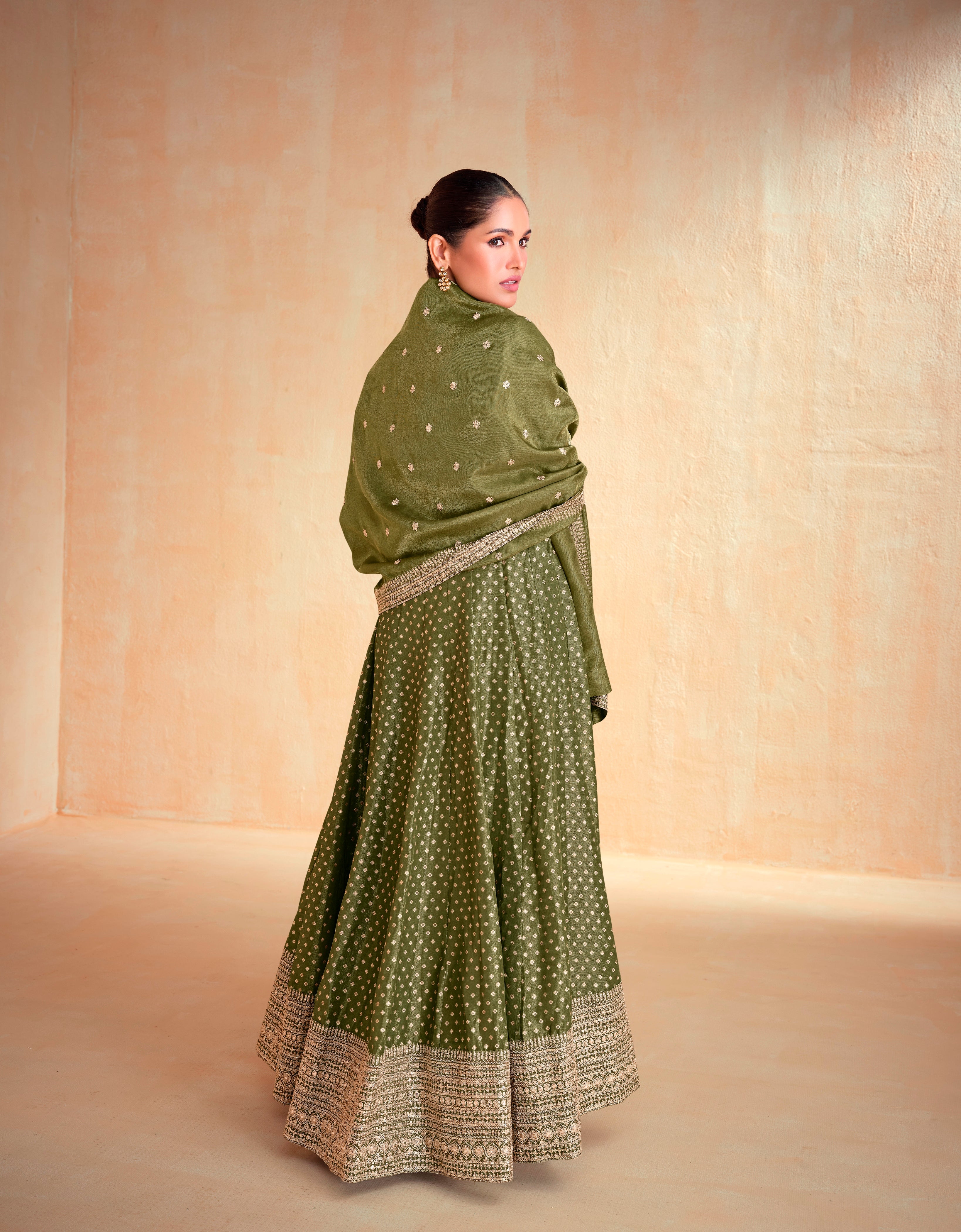 Green Heavy Designer Suit With Heavy Embroidery Work