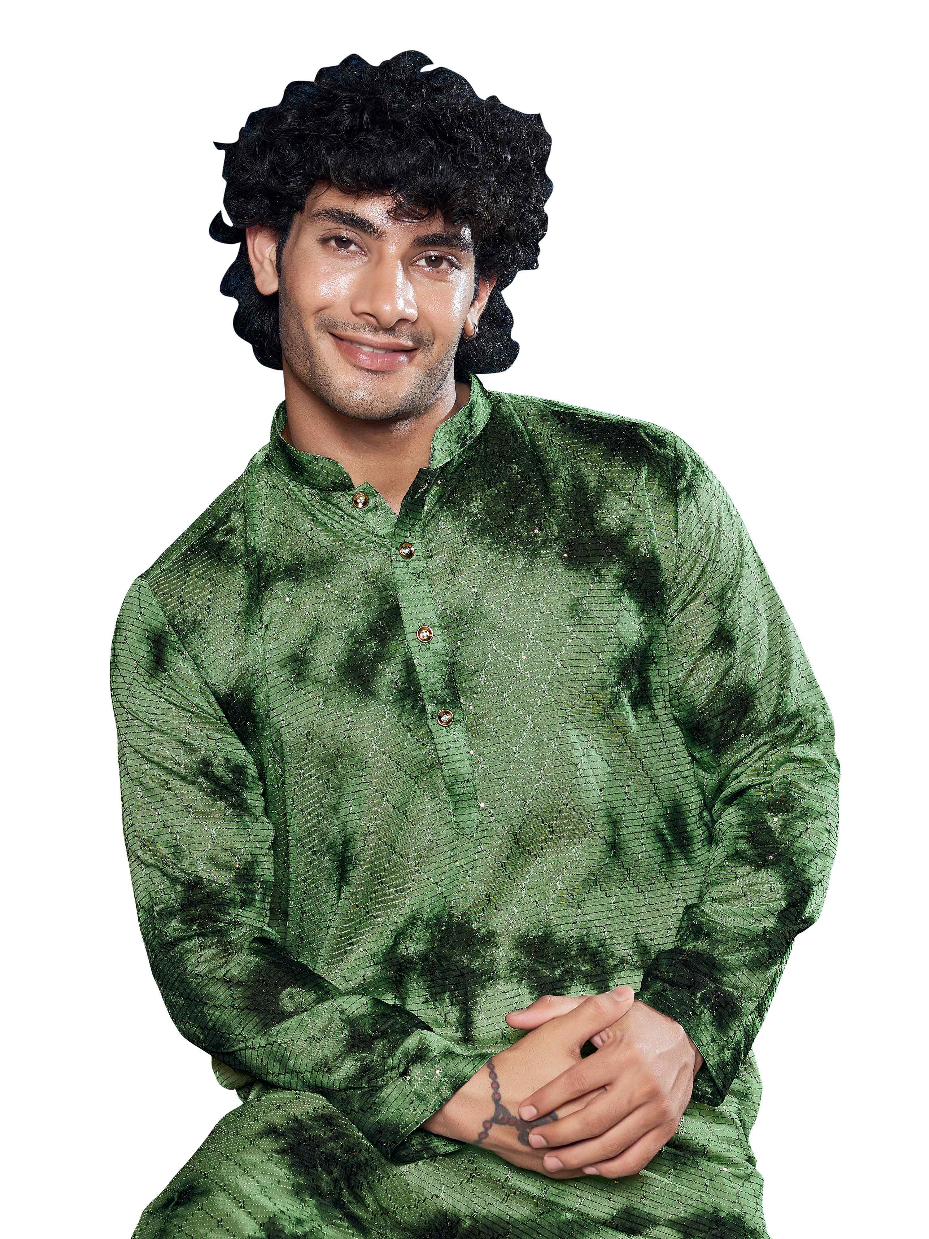 Green Kurta Payjama with Sequins Work – Subtle Sparkle for Evenings