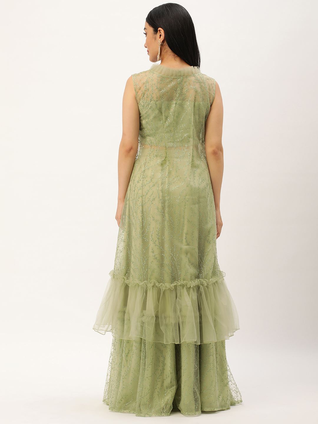 Green Lehenga Choli with Heavy Thread Embroidery Work