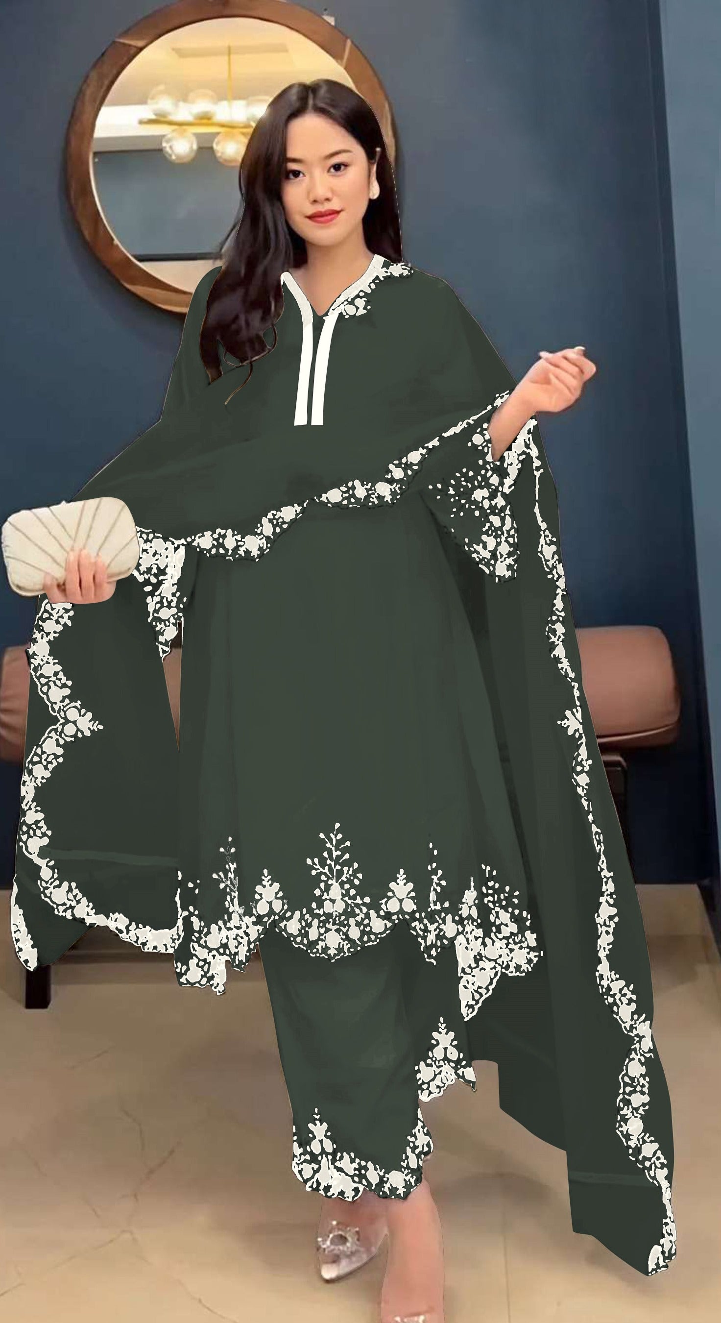 Green Pakistani Salwar Suit With Heavy Embroidery Work