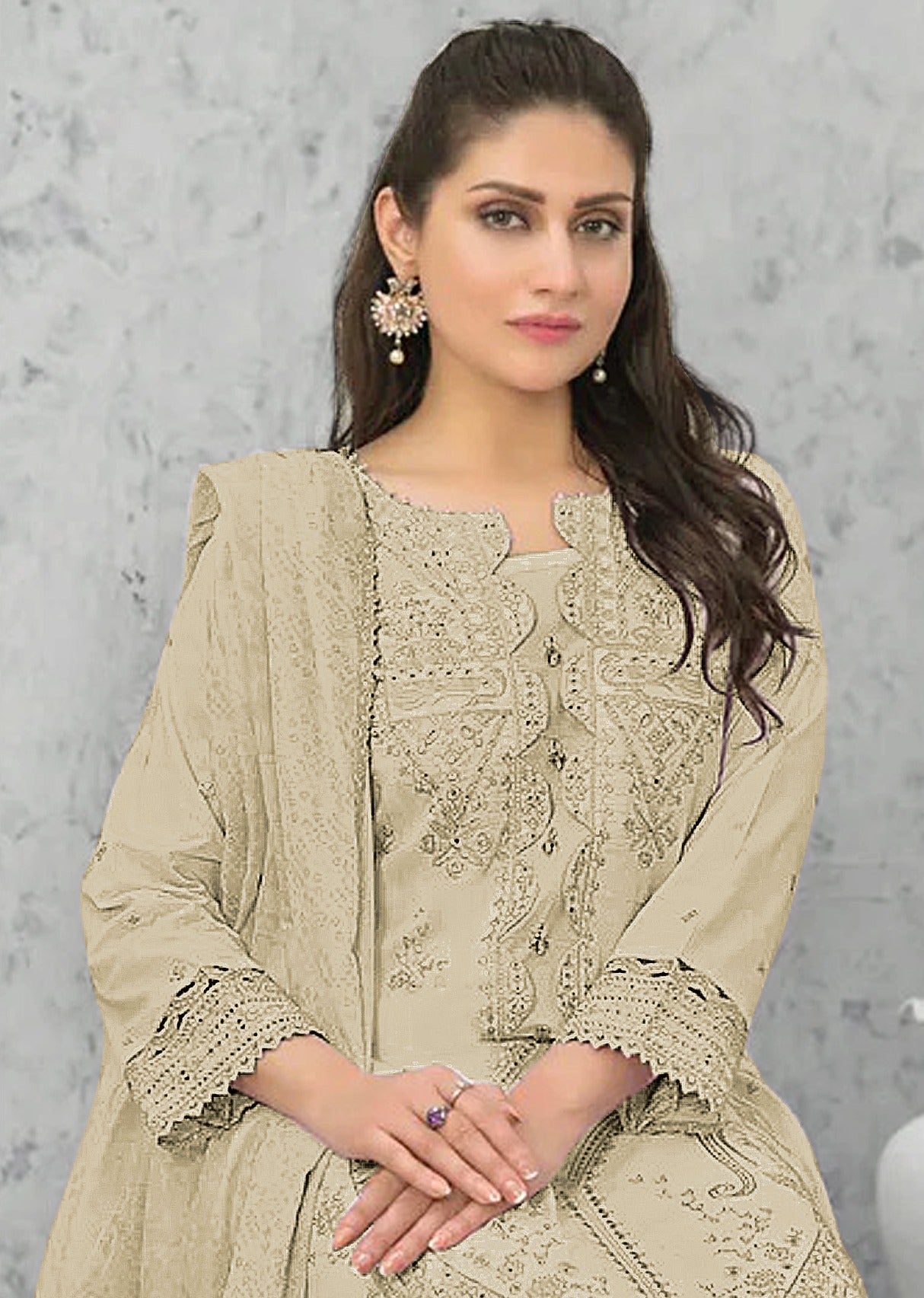Green Pakistani Salwar Suit With Heavy Embroidery Work