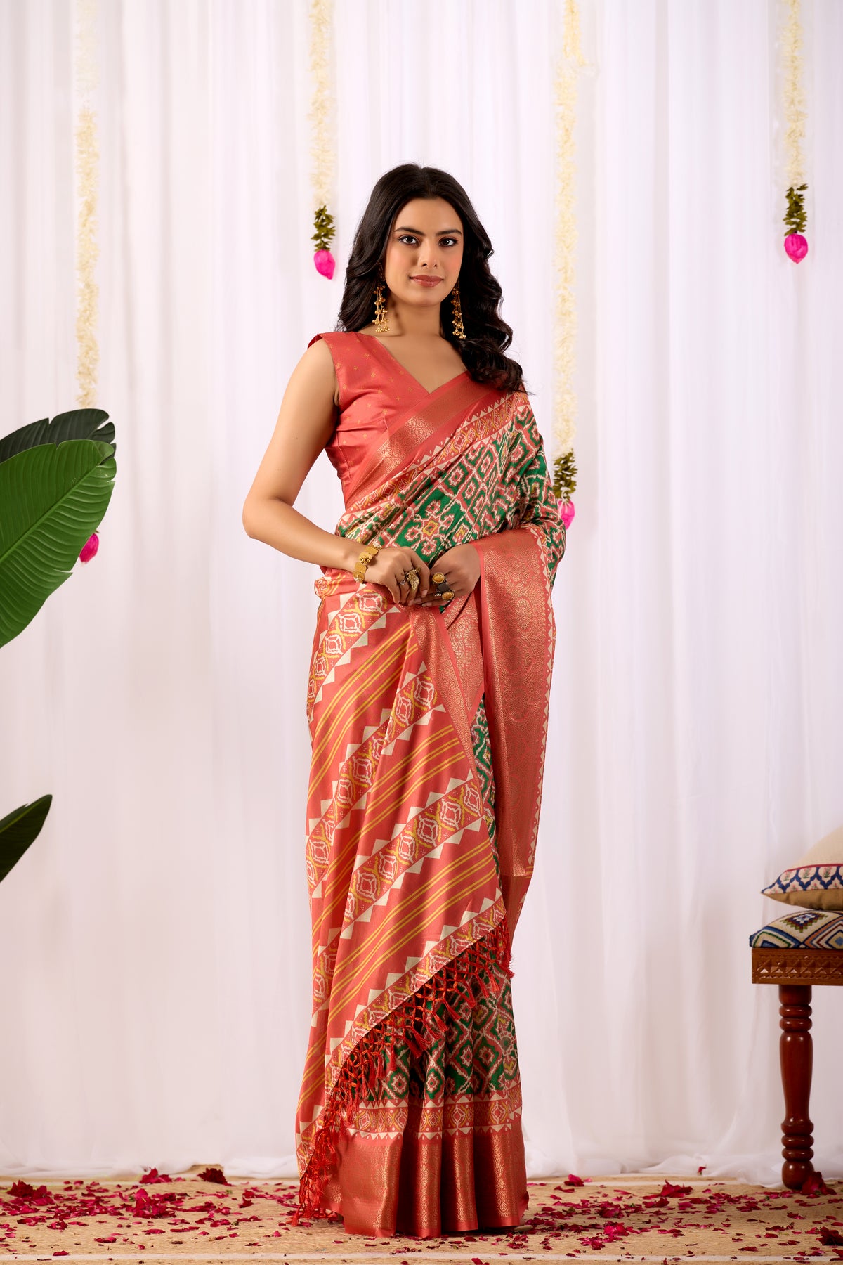 Green Soft Lichi Silk Saree With Digital Printed Festive Traditional Saree