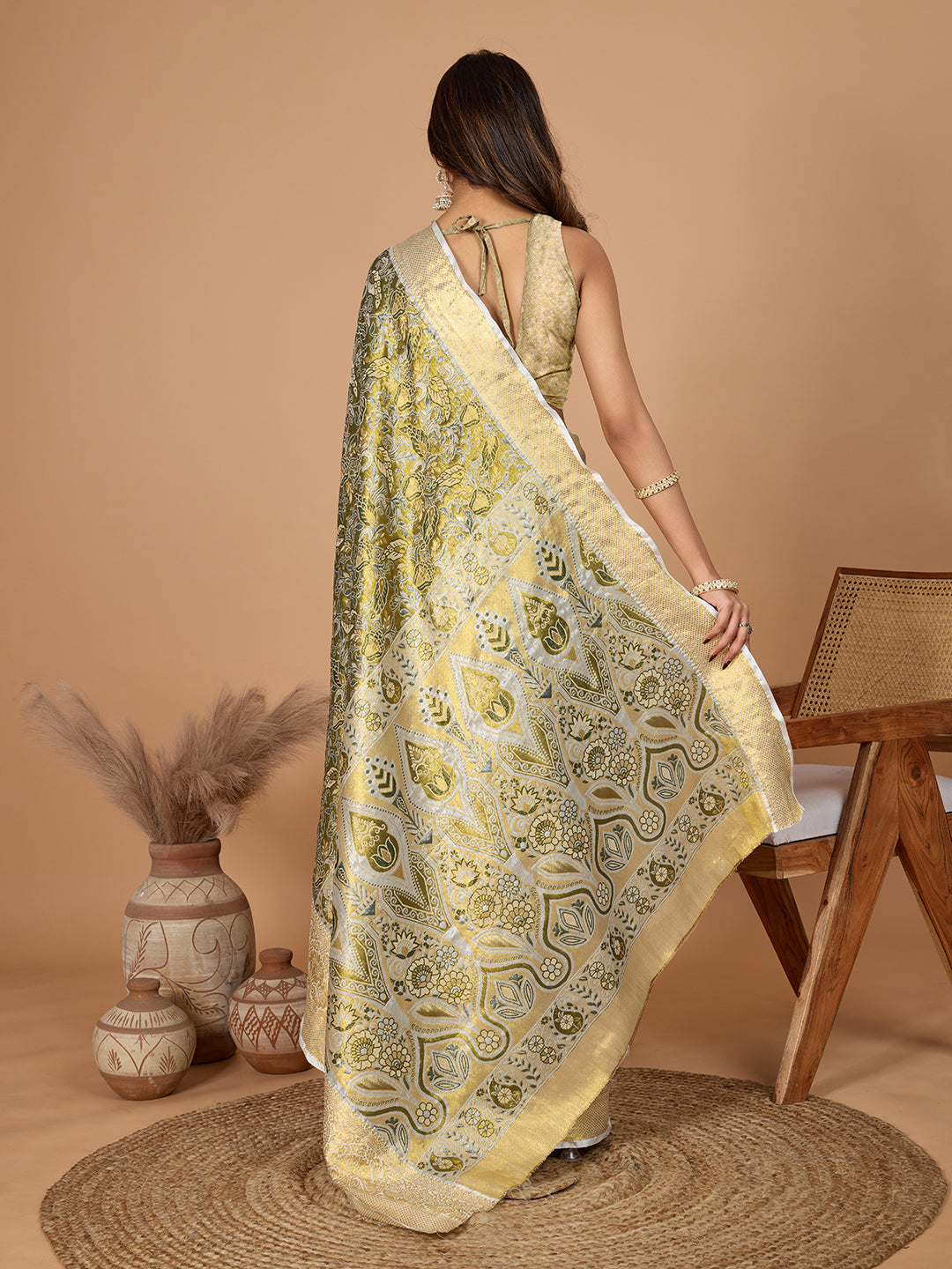 Green Soft Silk Heavy Woven Jari Designer Adorable Ethnic Saree