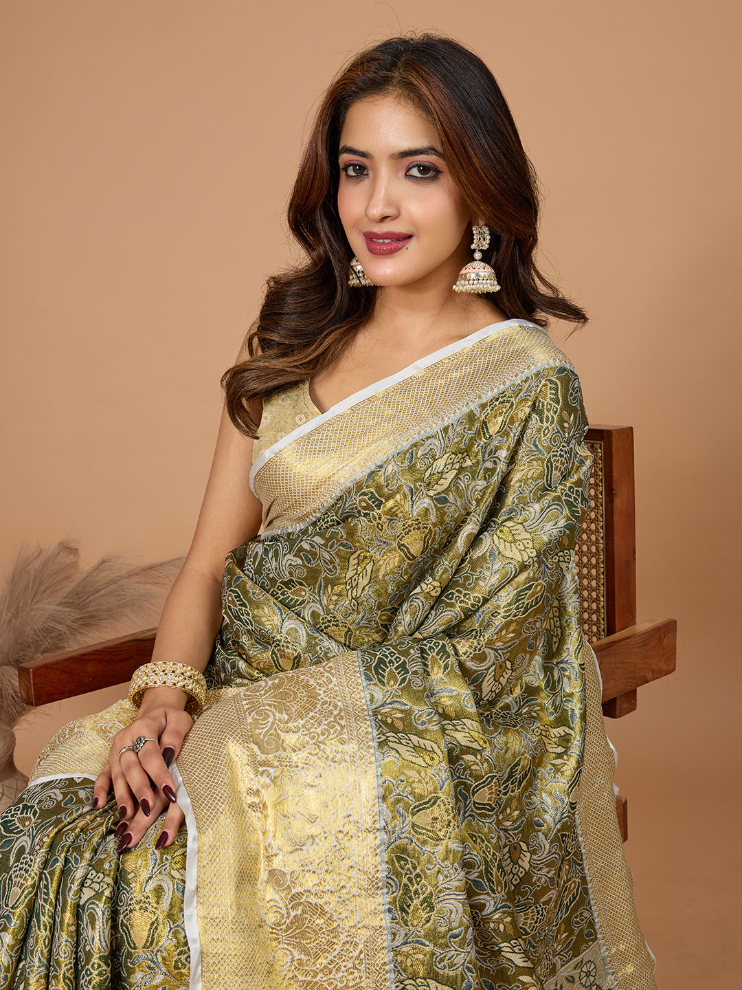 Green Soft Silk Heavy Woven Jari Designer Adorable Ethnic Saree