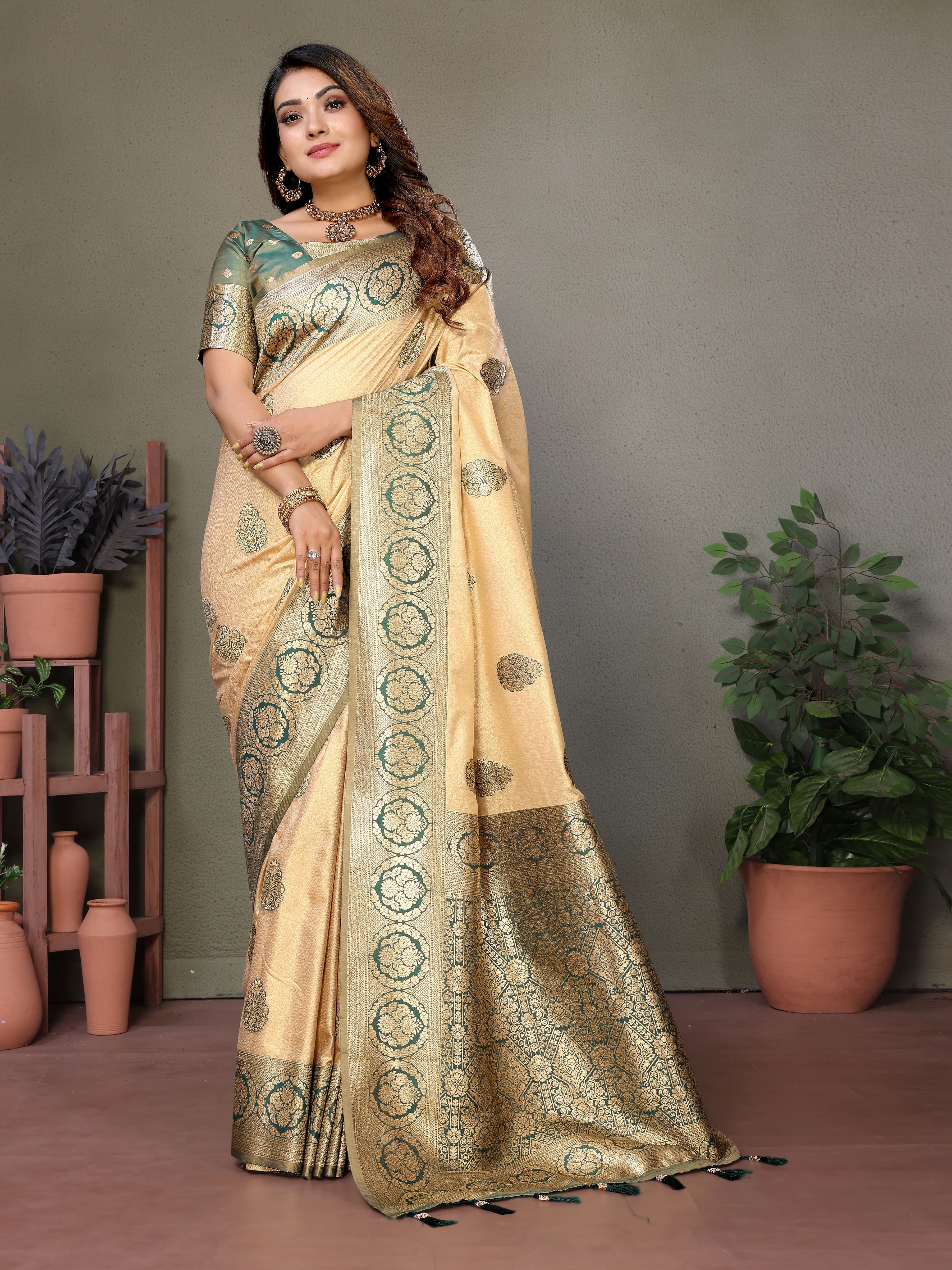 Green Woven Rich Pallu Designer Viscose Silk Ethnic Saree