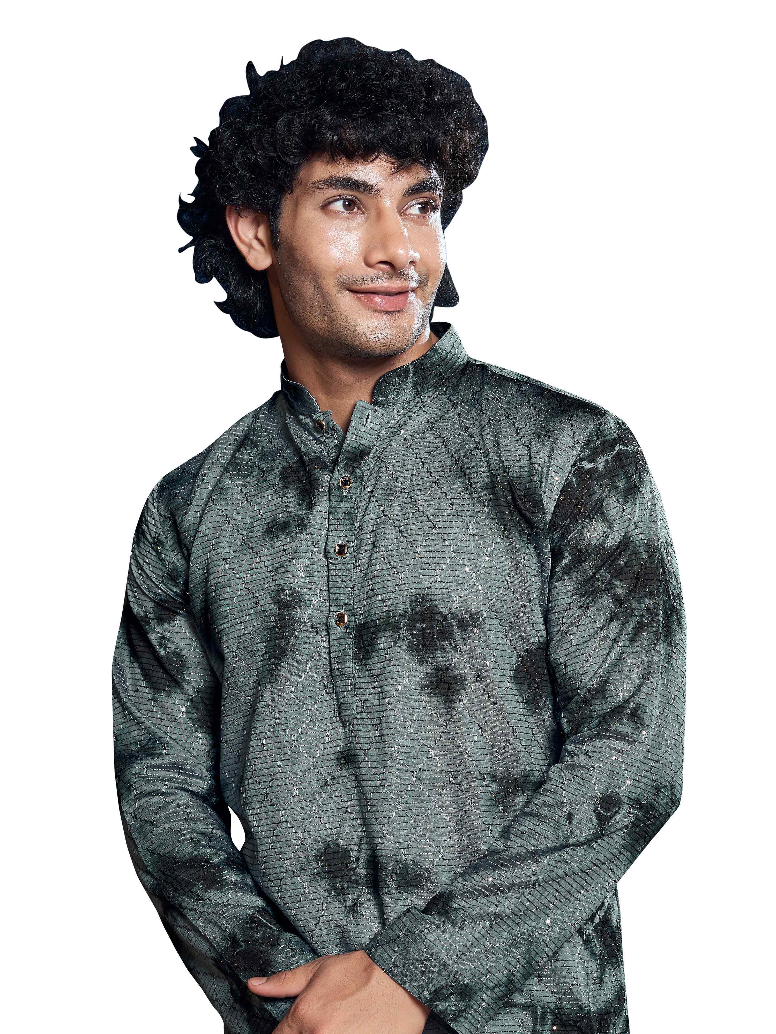 Grey Kurta Payjama with Sequins Embroidery – Sleek Ethnic Ensemble