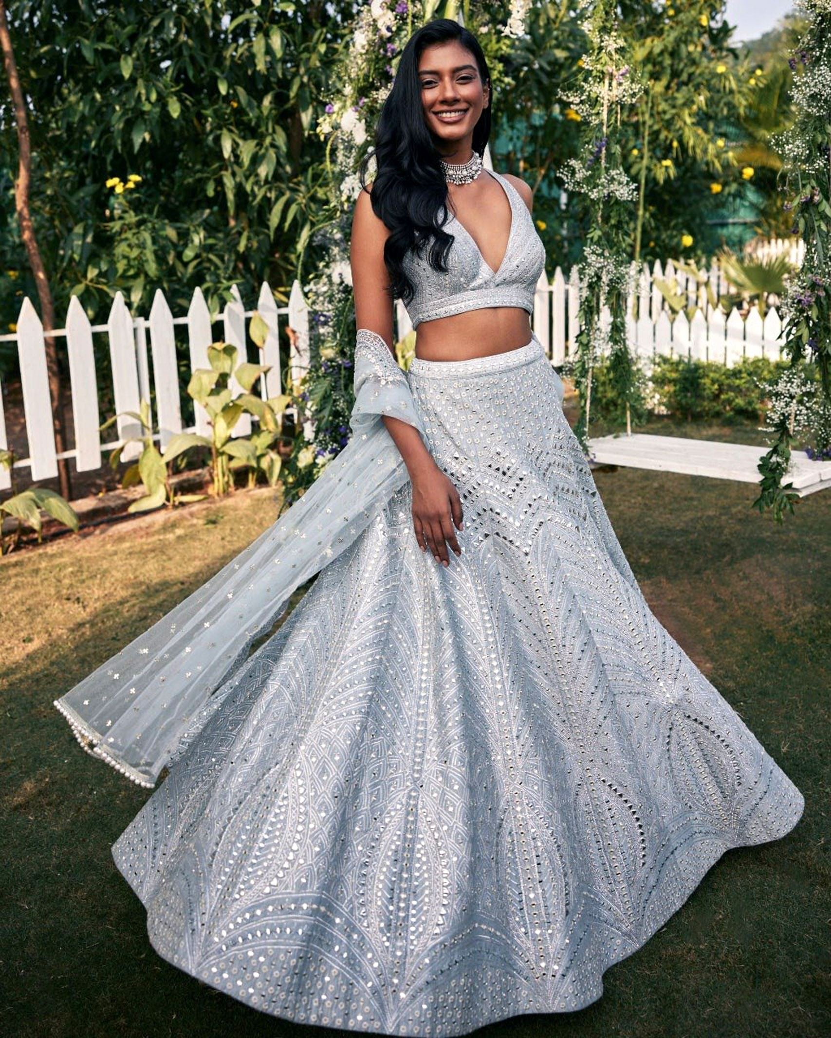 Grey Lehenga Choli With Sequence With Thread And Jari Embroidery Work