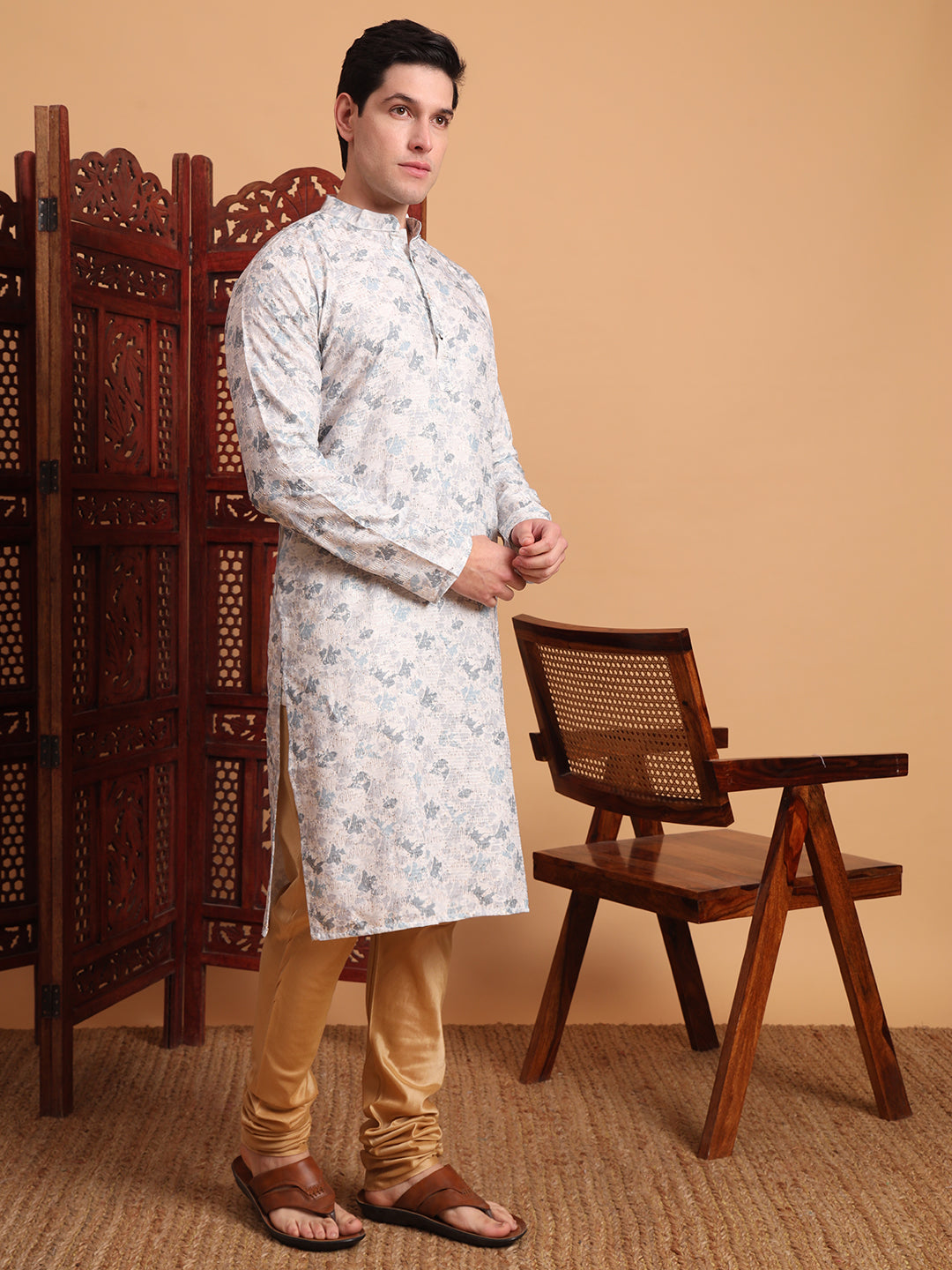 Grey Smart Printed Festive Wear Kurta