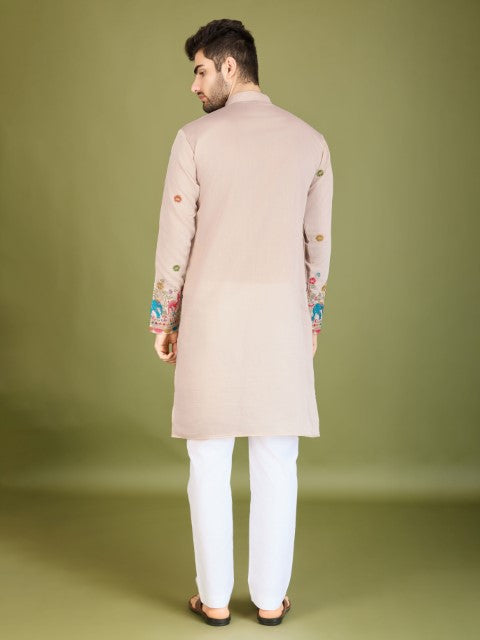 Ivory Viscose Silk Traditional Kurta – Elegant and Serene Look