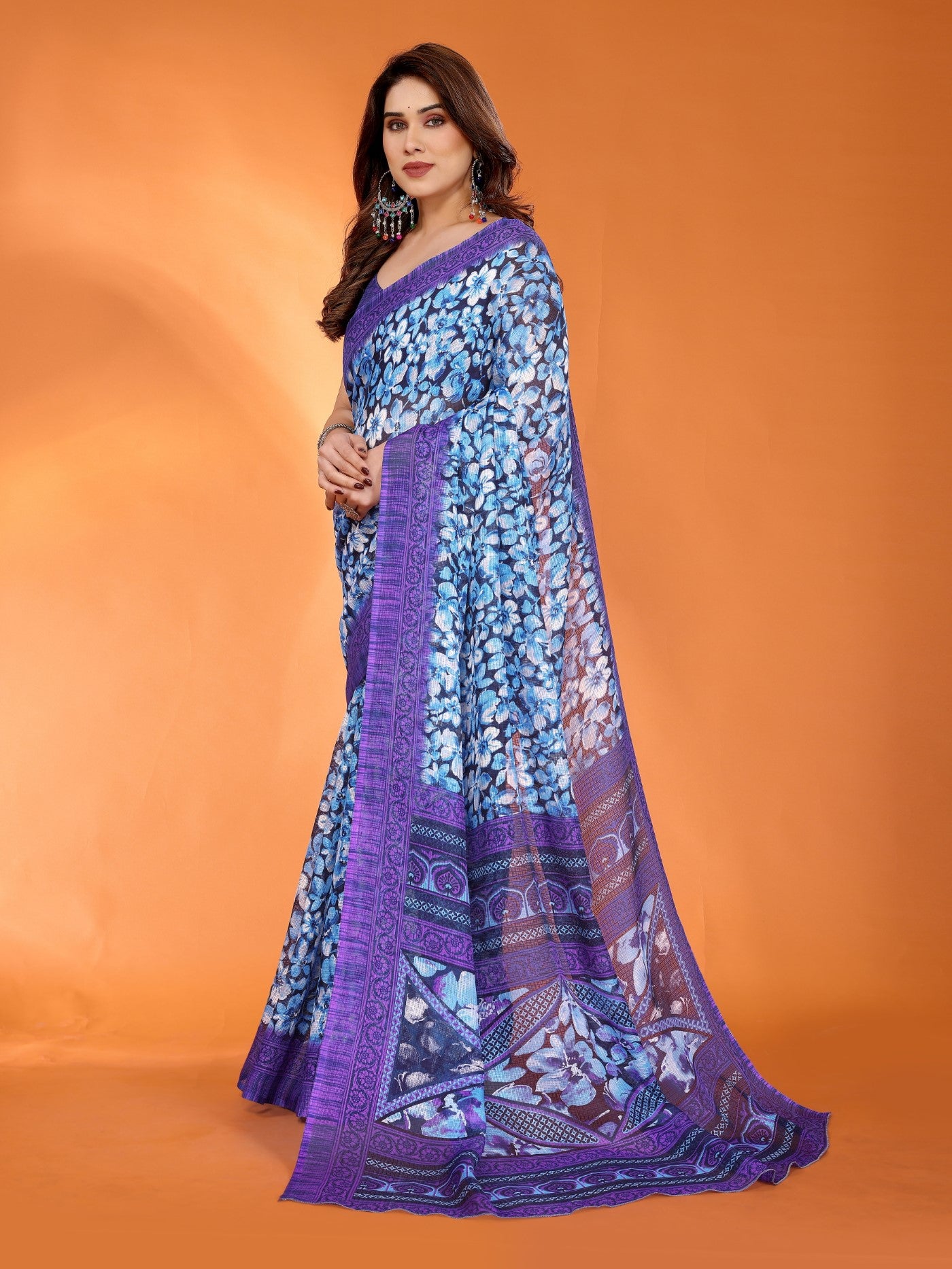 Jamun Kota Doriya Saree With Traditional Printed Design