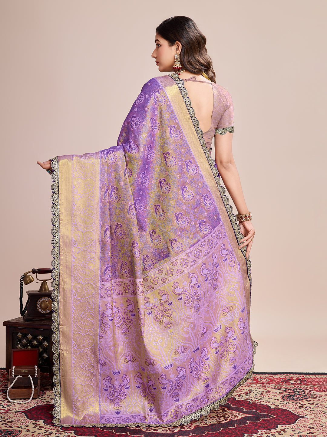 Lavender Beautiful Soft Silk Woven Jari Designer Saree