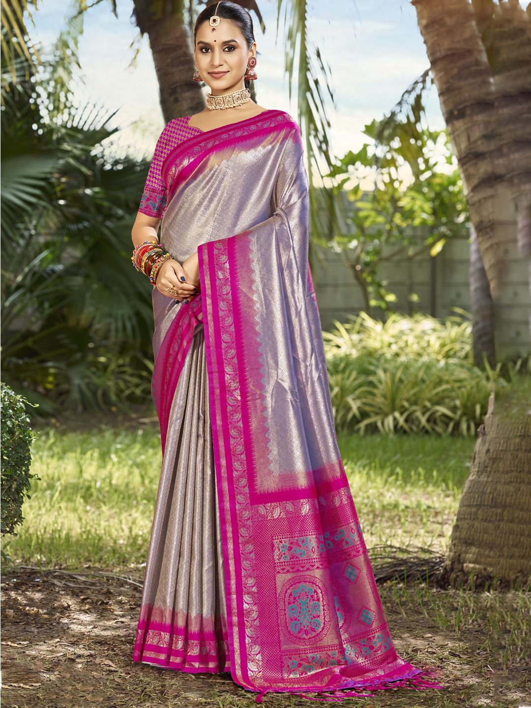 Lavender Bliss Jacquard Soft Silk Saree
