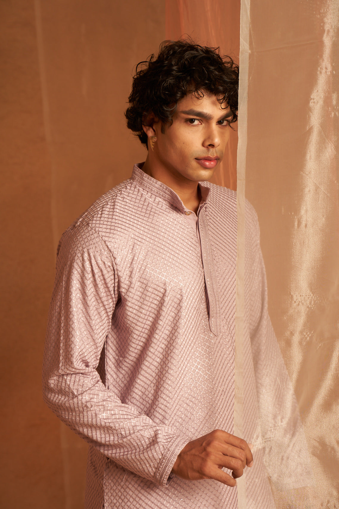 Lavender Color Viscose Kurta Payjama with Chikankari Work – Soft Hue, Rich Style