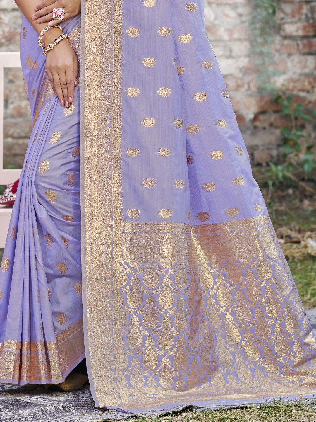 Lavender Colour Woven Silk Saree
