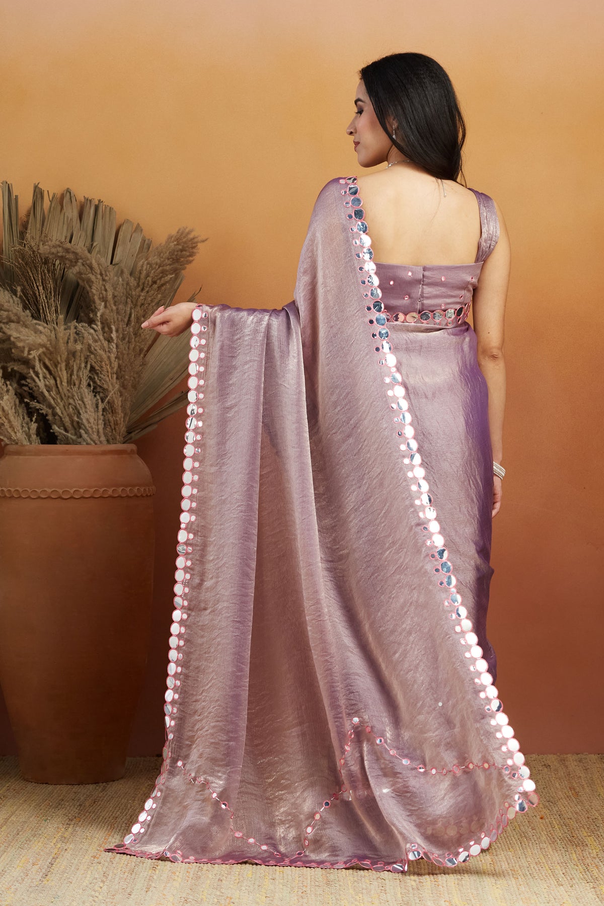 Lavender Designer Fancy Ready To Wear Saree For Ceremonial Looks