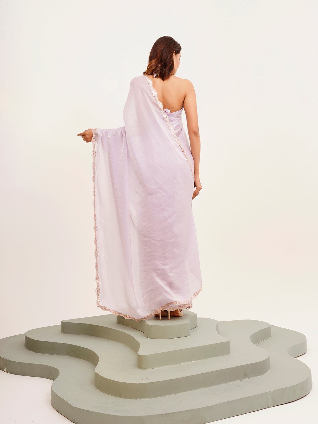 Lavender Embellished Sequinned Tissue Saree For Beautiful Partywear Saree