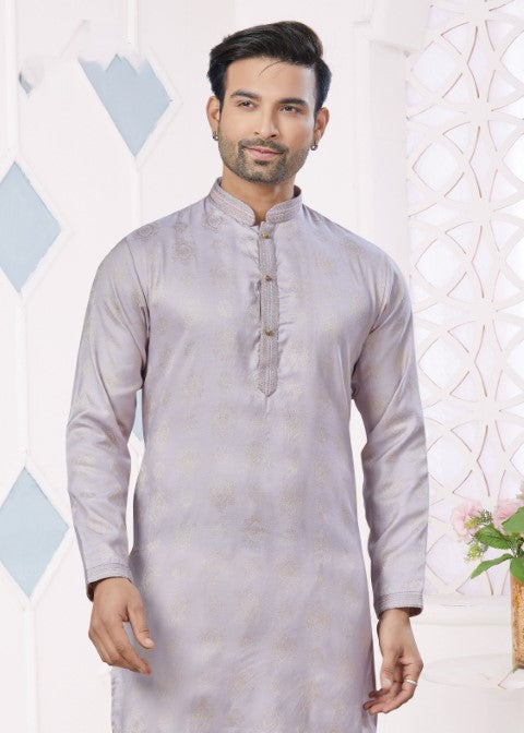 Lavender Jacquard Silk Pintex Jacquard Ethnic Festive Kurta Pajama