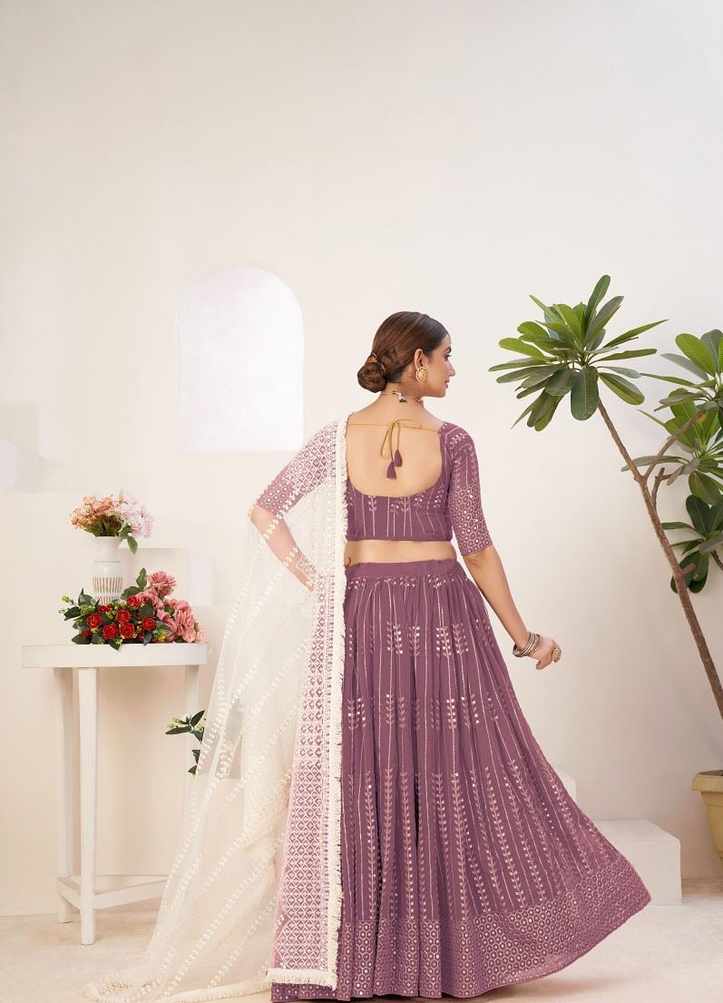 Lavender Lehenga Choli With Sequins Embroidered Work