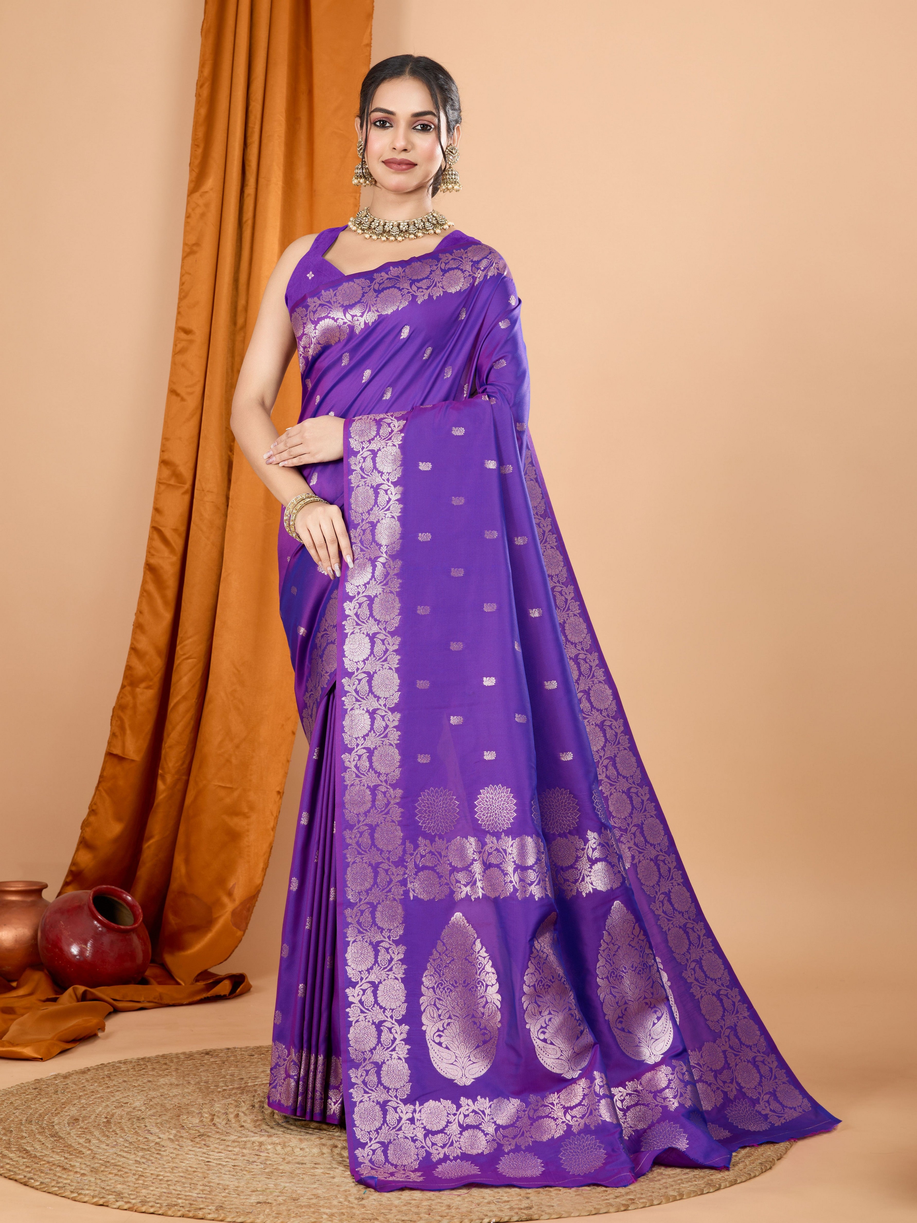 Lavender Rich Woven Jari Designer Banarasi Silk Saree