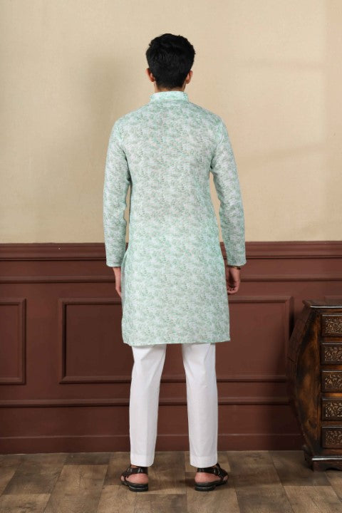 Light Green Sophisticated Kurta Pajama for Ceremonial Wear