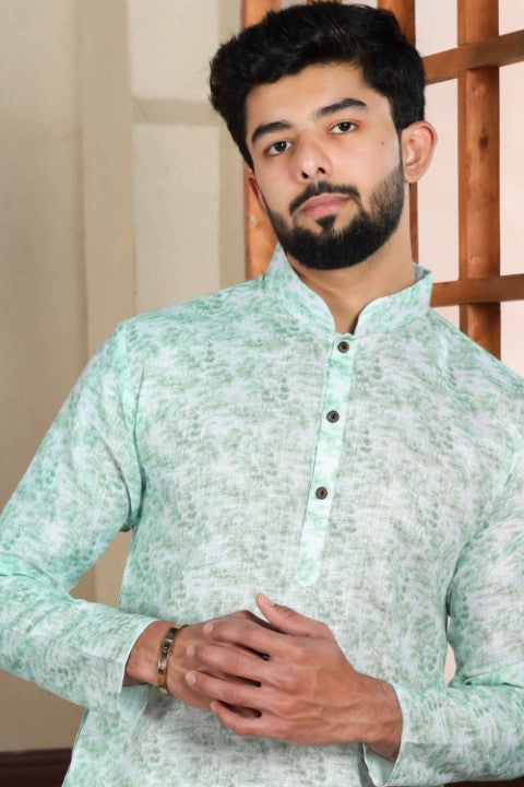Light Green Sophisticated Kurta Pajama for Ceremonial Wear