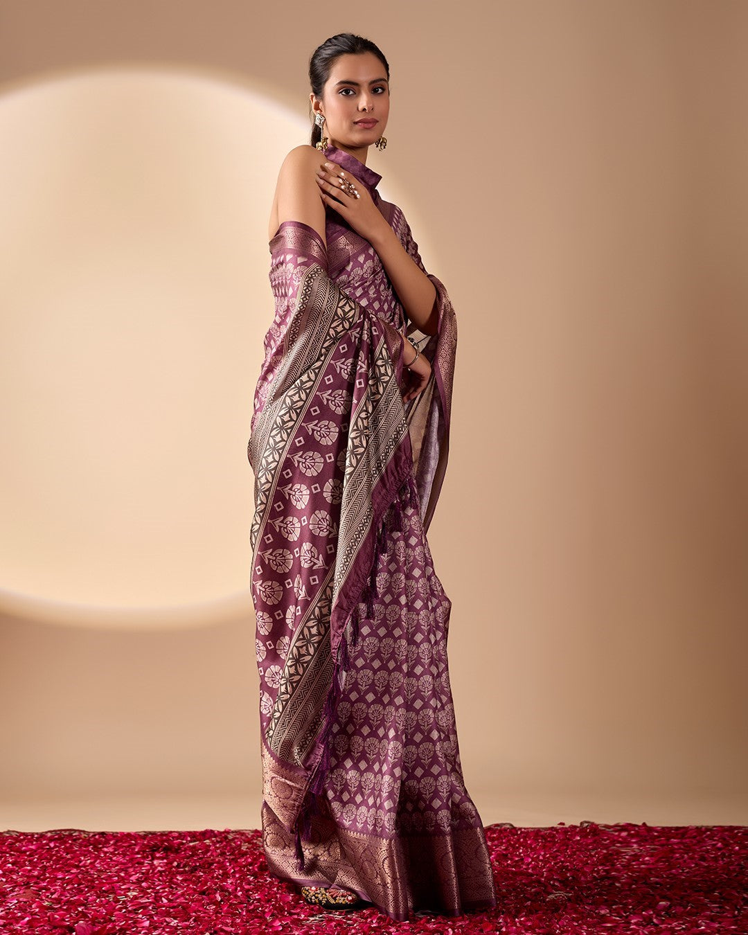 Light Purple Soft Lichi Silk Saree With Digital Printed Elegant Premium Saree