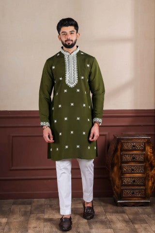 Mahendi Partywear Kurta Pajama with Designer Embroidery