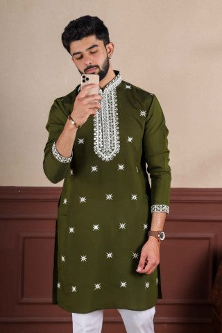 Mahendi Partywear Kurta Pajama with Designer Embroidery