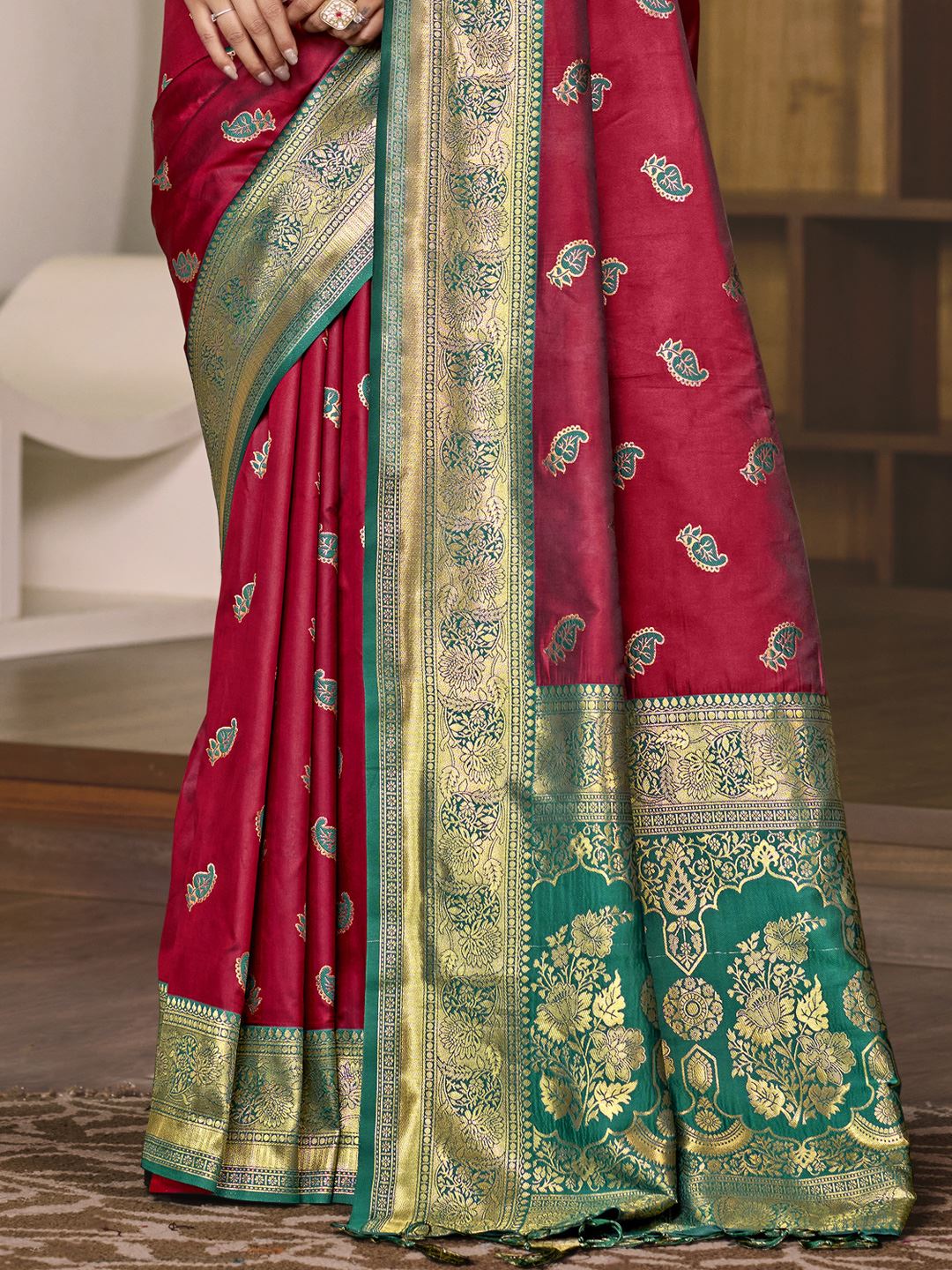 Maroon Color Jacquard Silk Saree