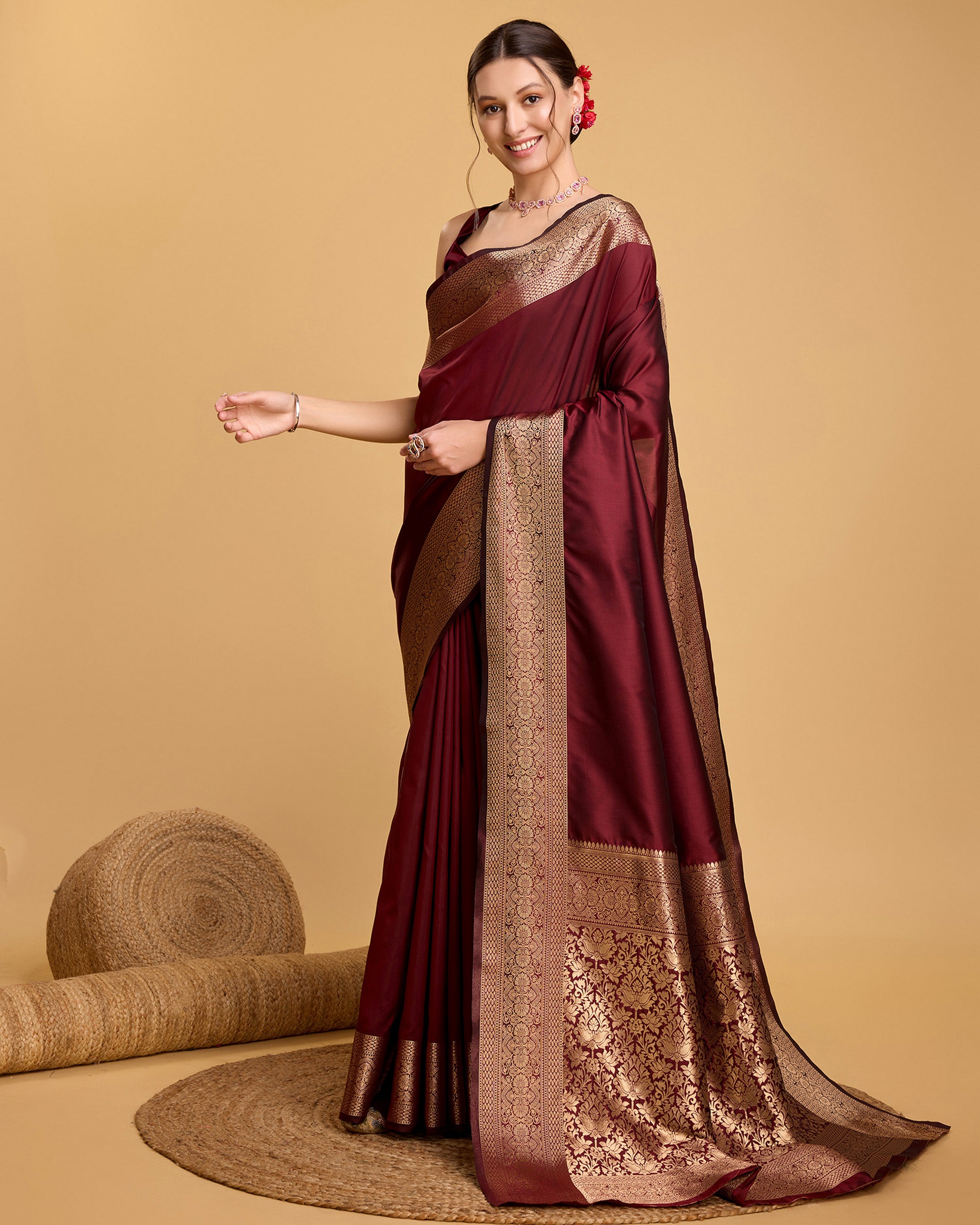 Maroon Colour Beautiful Soft Silk Saree With Zari Woven Designer