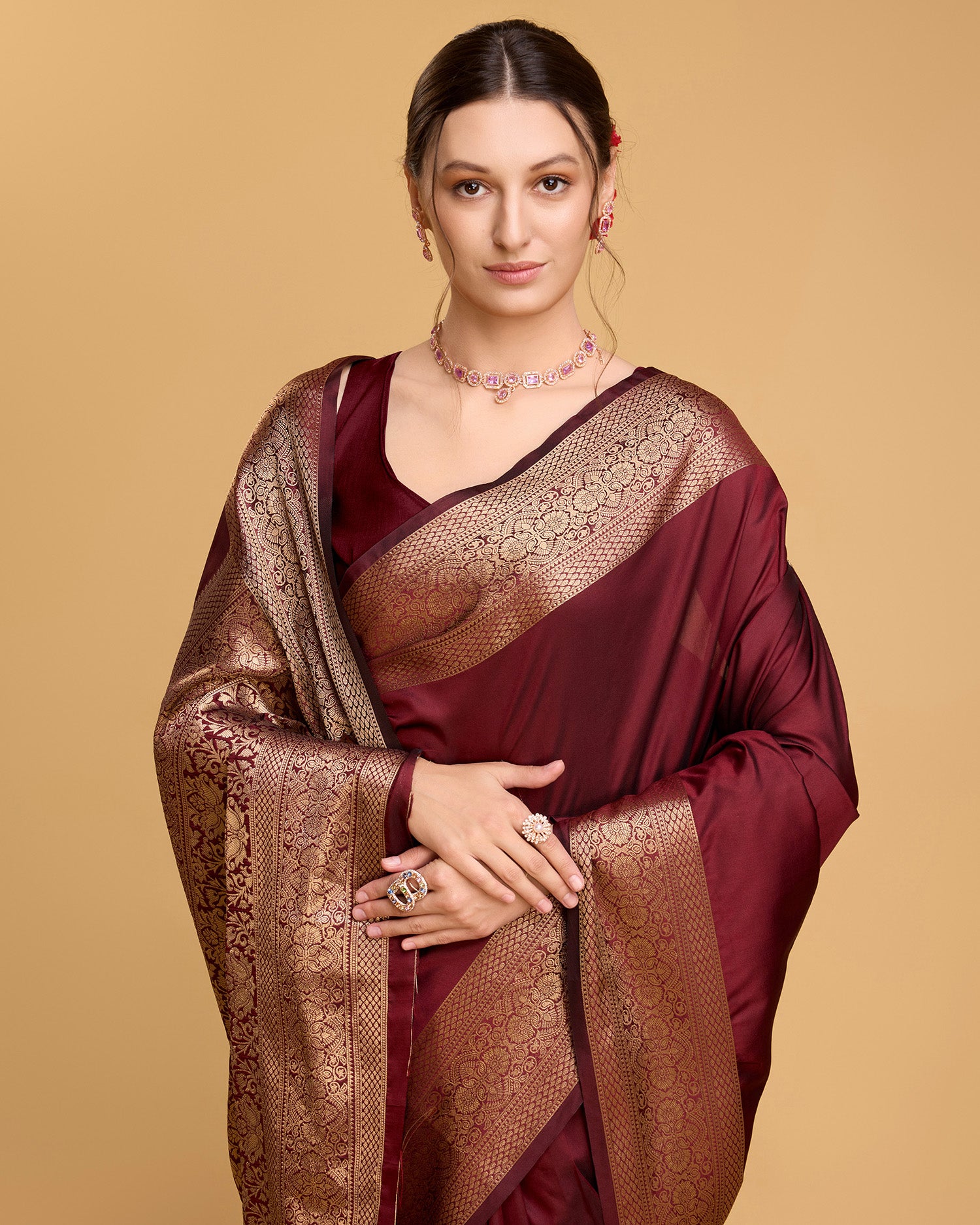 Maroon Colour Beautiful Soft Silk Saree With Zari Woven Designer
