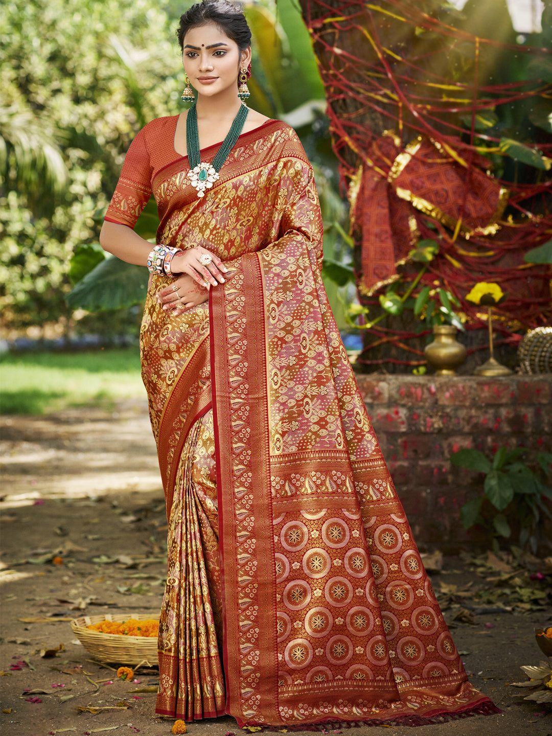 Maroon Dharmavaram Saree With Sophisticated Touch and Subtle Elegance