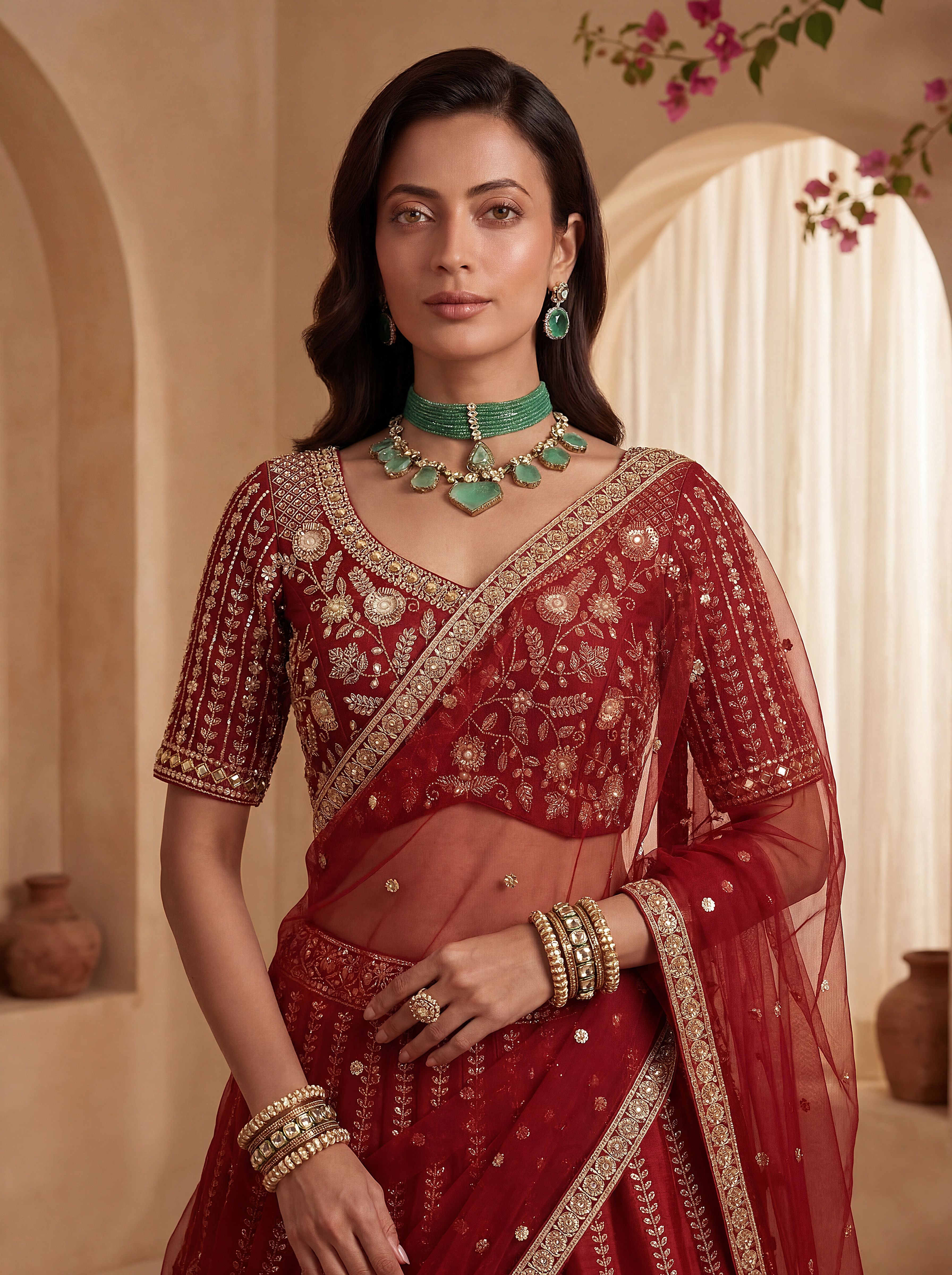 Maroon Gadhwal Silk Lehenga Choli With Hand Work With Sequins Heavy Embroidery Work