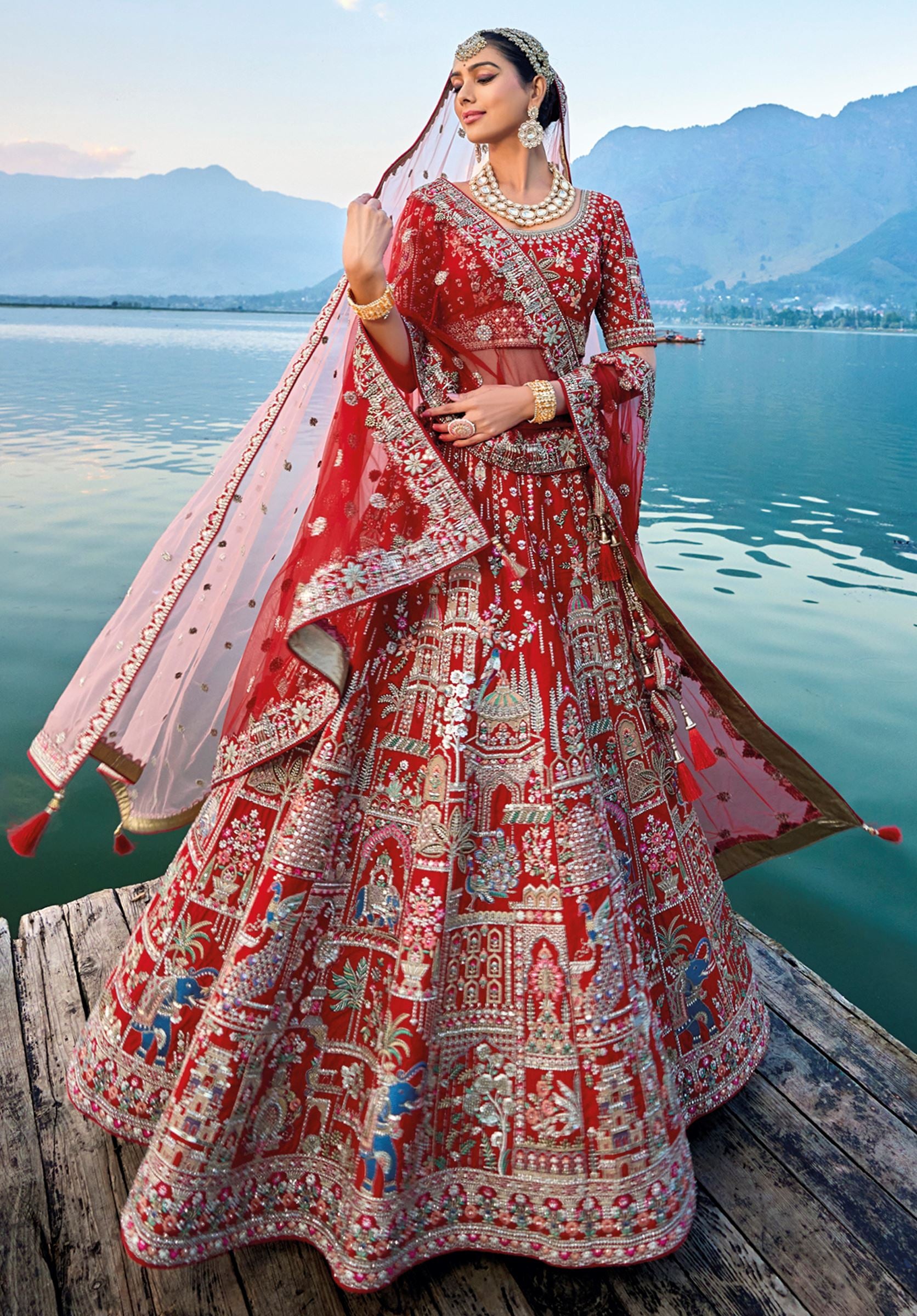 Maroon Lehenga Choli With Heavy Thread Embroidery, Zari With Sequins Work