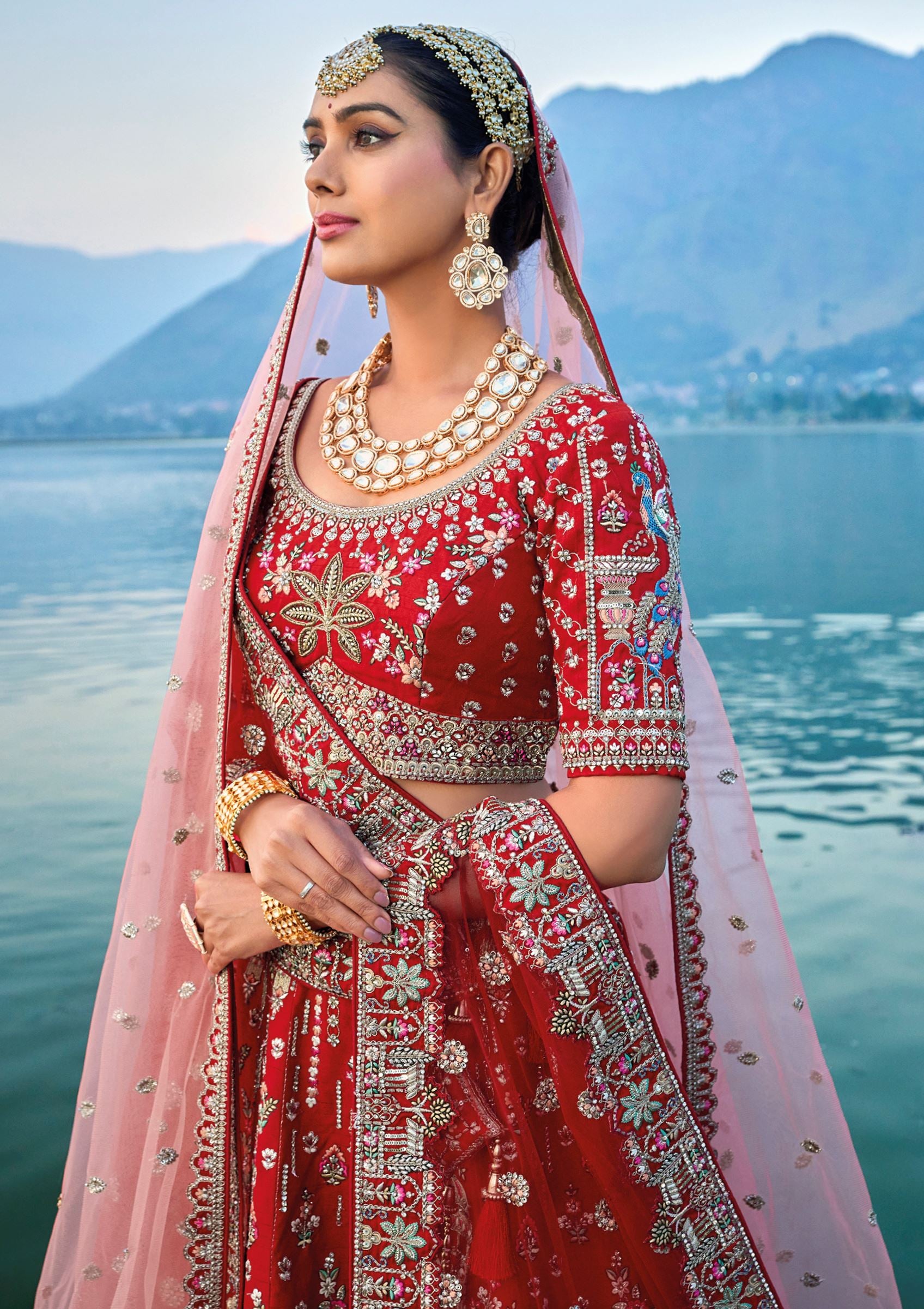 Maroon Lehenga Choli With Heavy Thread Embroidery, Zari With Sequins Work
