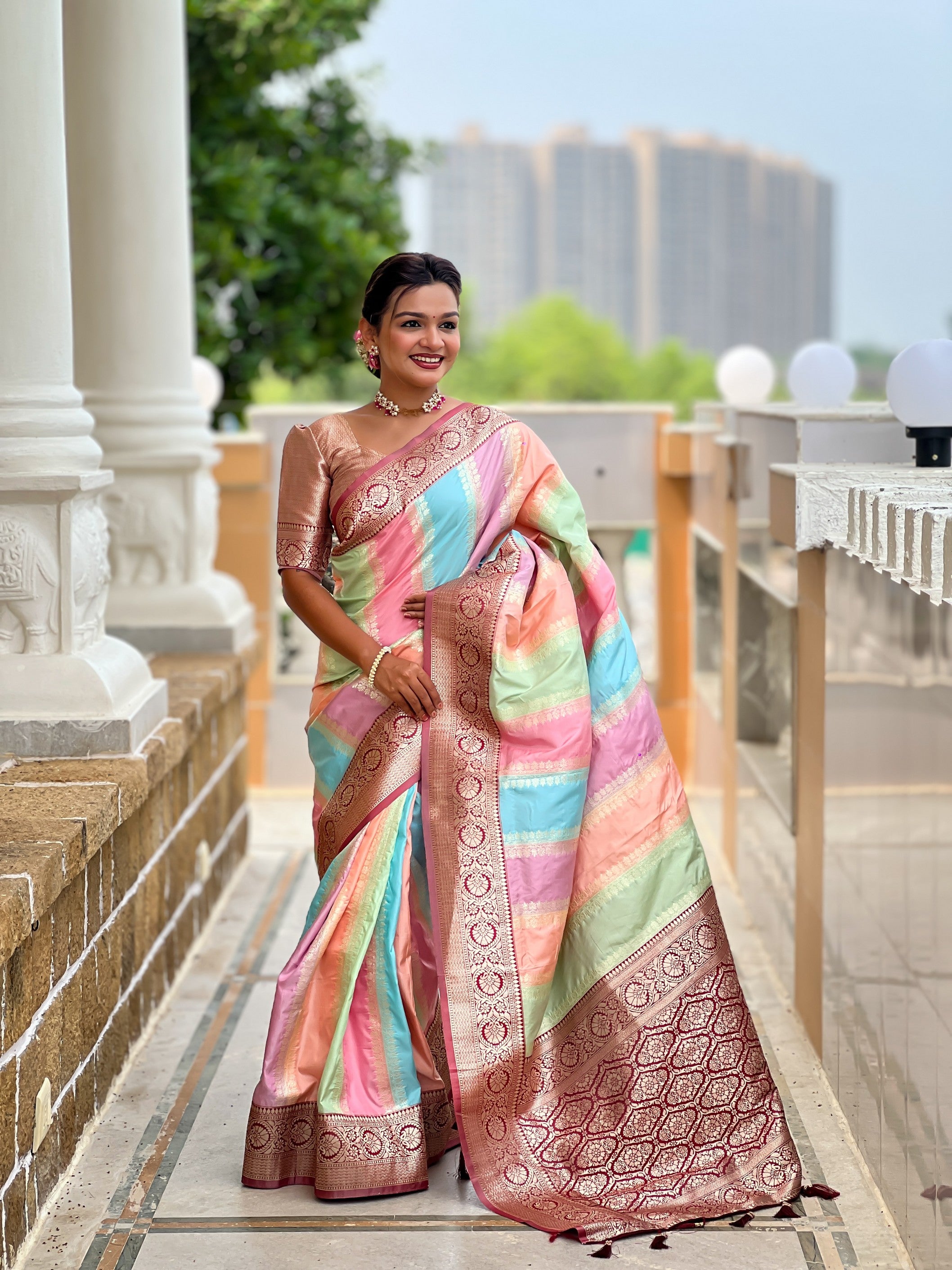 Maroon Soft Silk Woven Jacquard Designer Festive Wear Traditional Saree