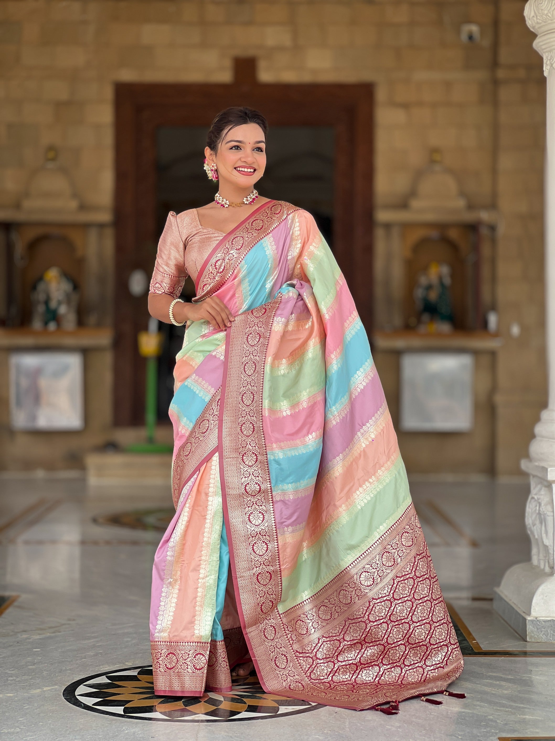 Maroon Soft Silk Woven Jacquard Designer Festive Wear Traditional Saree