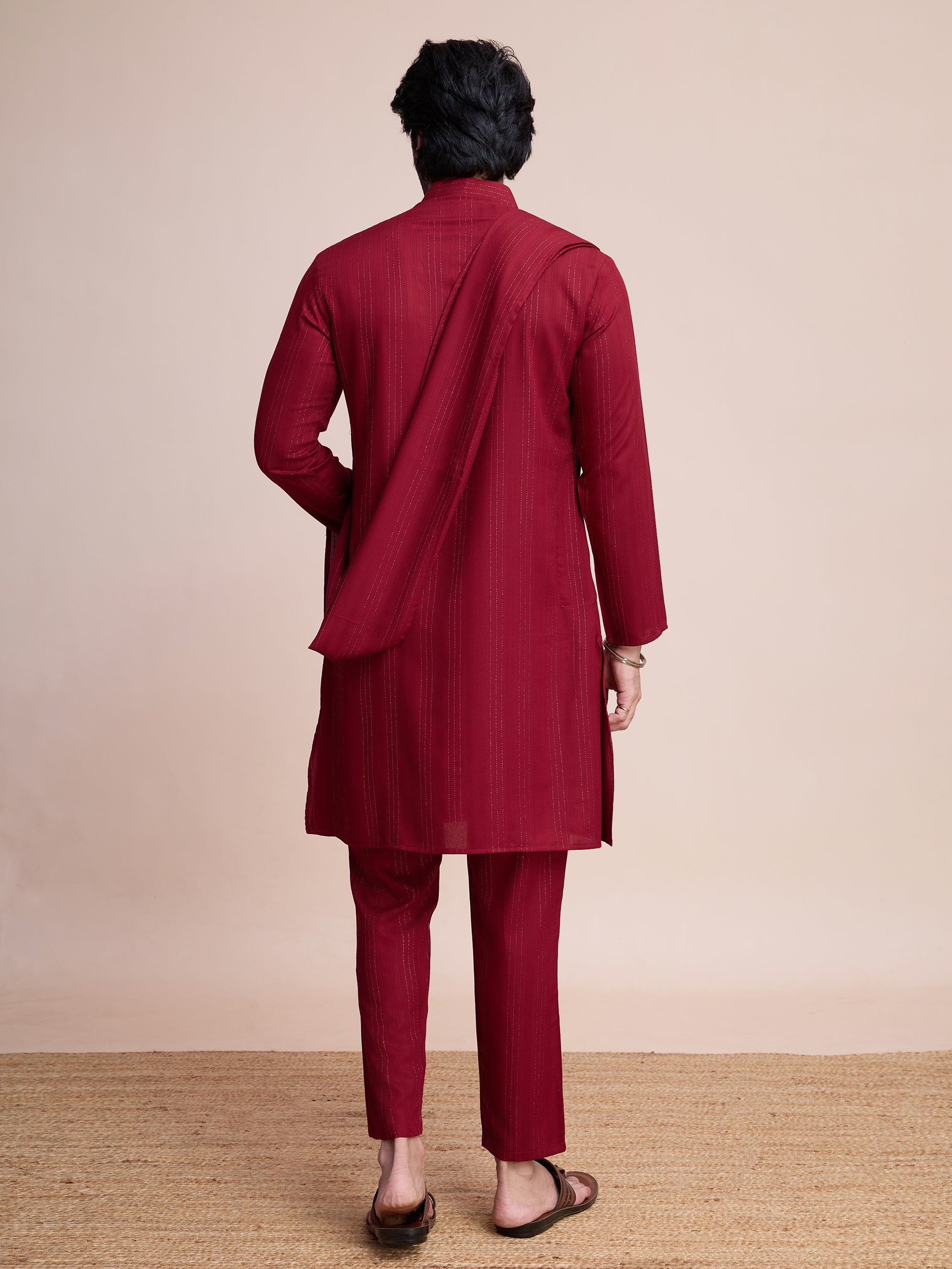 Maroon Viscose Kurta Payjama with Jacket – Perfect for Indian Celebrations