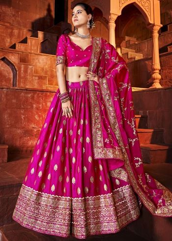 Marvelous Hot Pink Sequins Embroidered Silk Lehenga Choli
