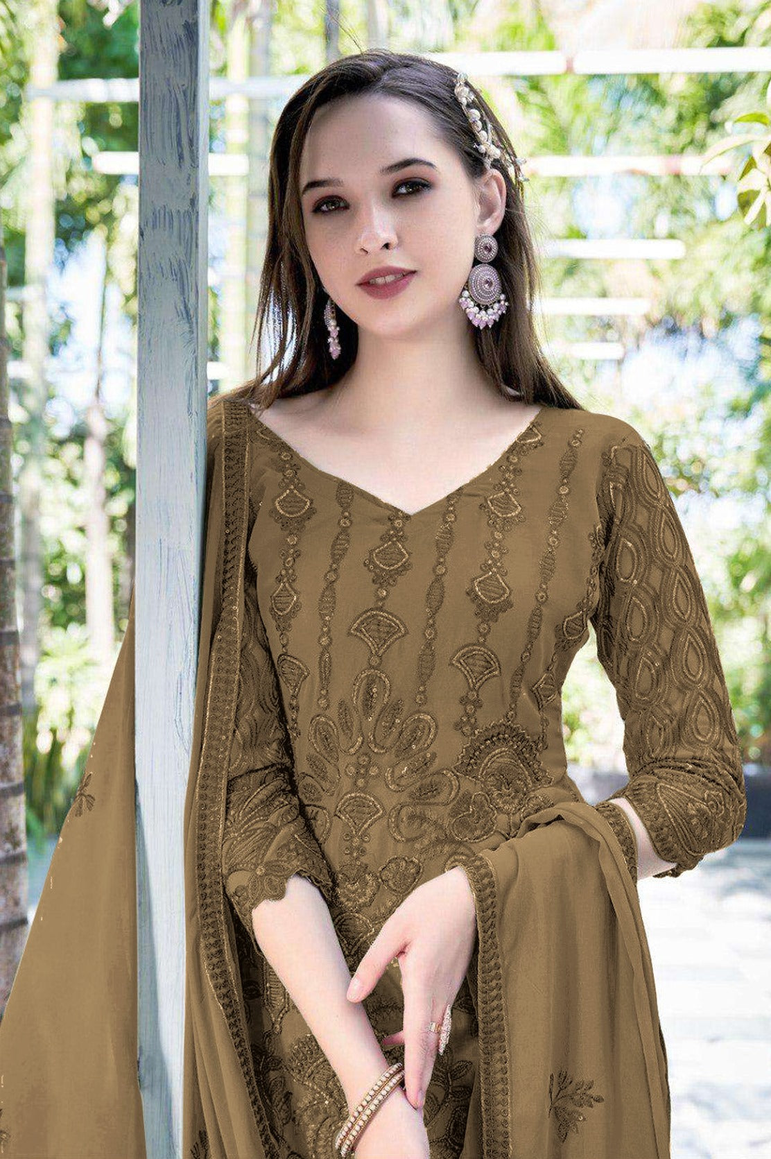 Mehendi Green Heavy Designer Suit With Heavy Embroidery Work