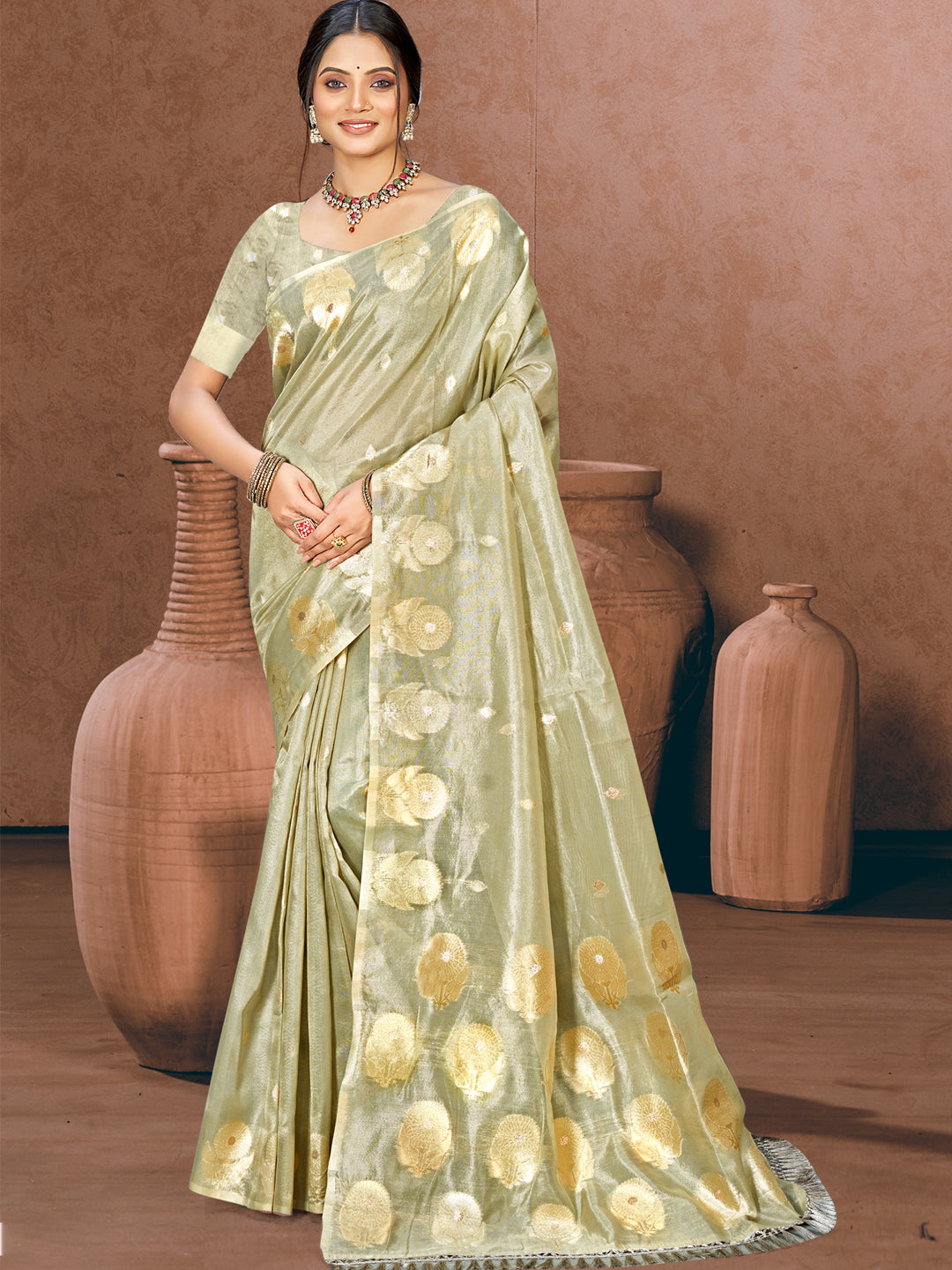 Mesmerizing Grey Munga kota Festival Saree for Women
